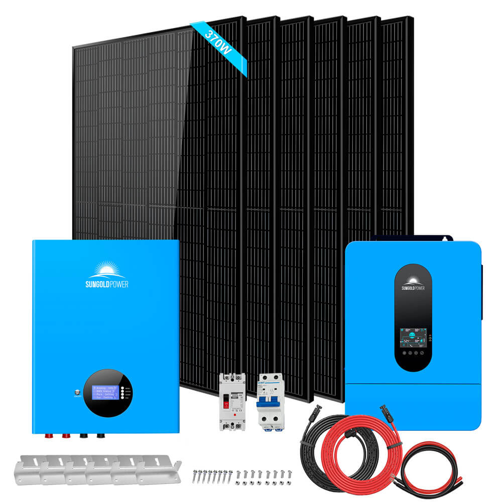 Off-Grid Solar Kit 6500W 48VDC 120/240VAC 5.12KWH PowerWall Lithium Battery 6 X 370 Watts Solar Panels SGM- 655M