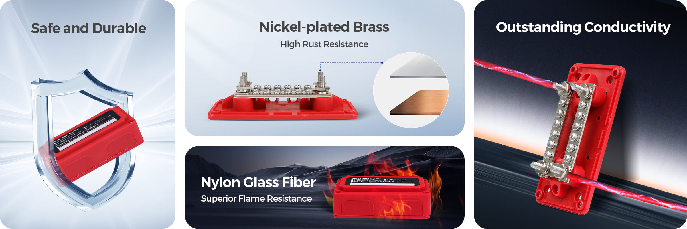 Renogy 100A busbar durability and conductivity features