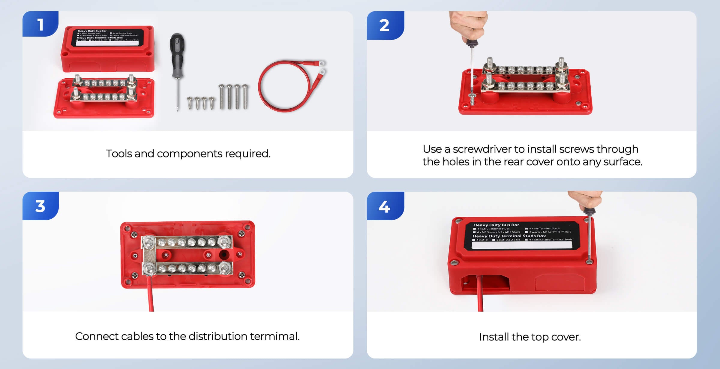 Renogy 100A busbar installation steps
