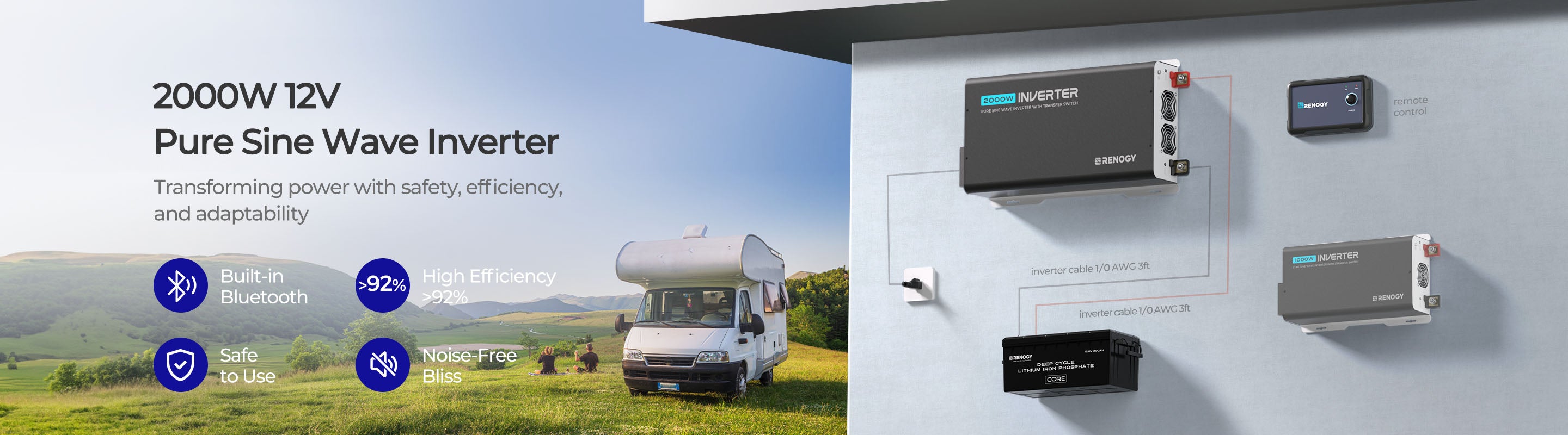 Renogy 2000W UPS inverter with Bluetooth overview
