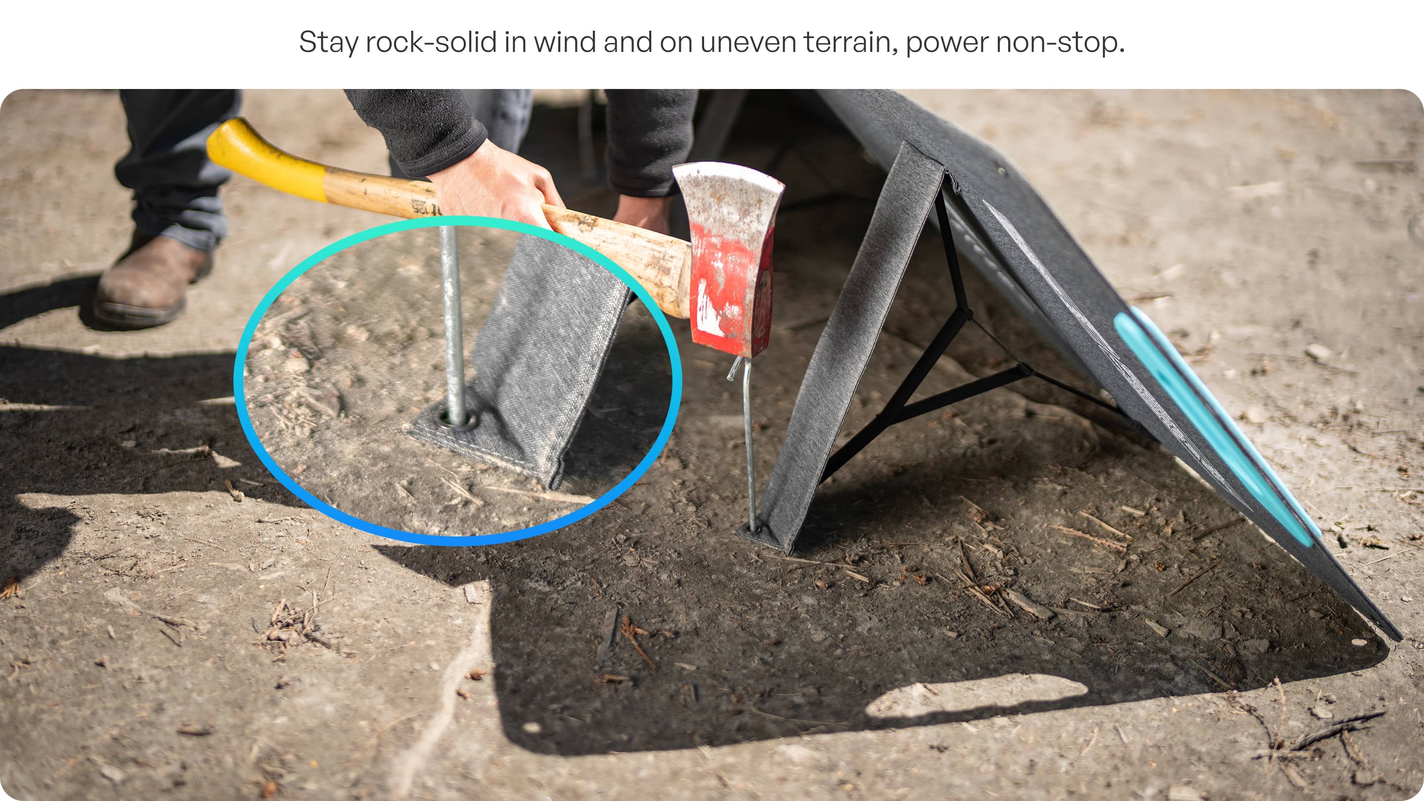 Renogy portable panel ground-stability support