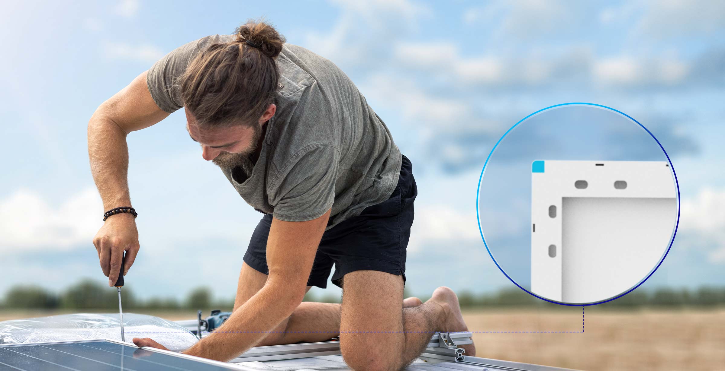 Renogy solar panel pre-drilled mounting holes
