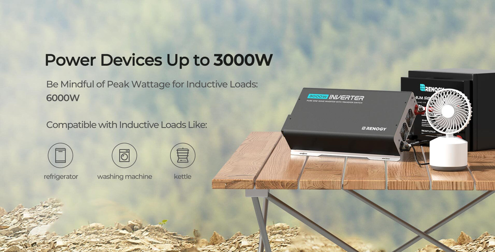 3000W inverter supporting compatible inductive appliance loads