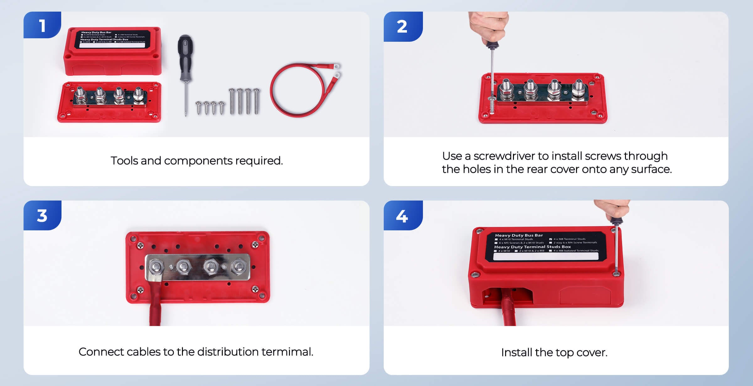 Renogy 300A busbar installation steps