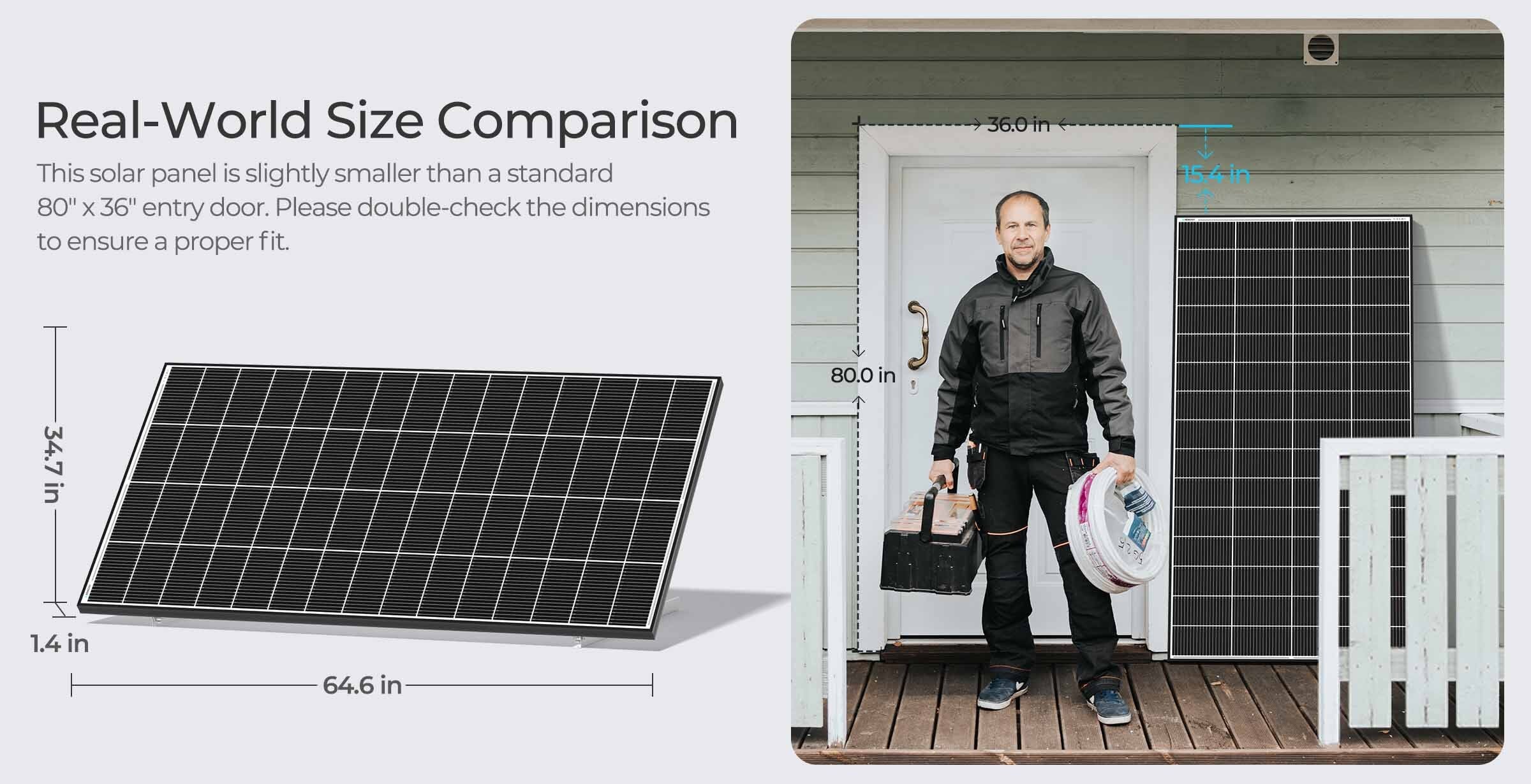 Renogy 320W N-Type panel real-world size comparison
