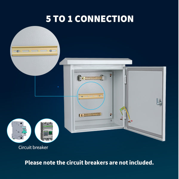Renogy 5-string solar combiner box connection layout
