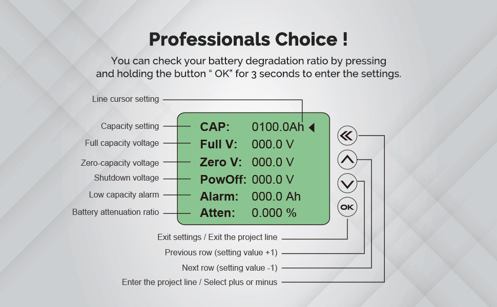 Renogy battery monitor settings display