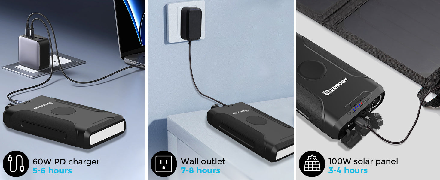Renogy portable power bank recharging options