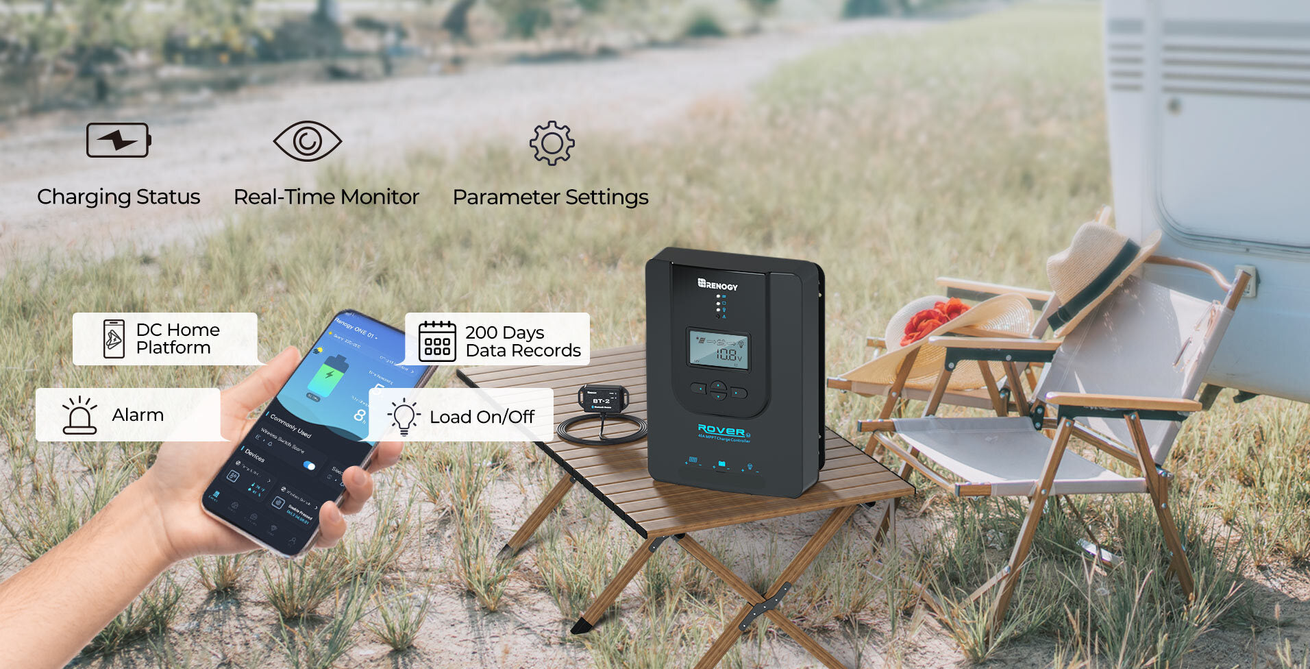 Bluetooth monitoring for Renogy Rover solar charge controller