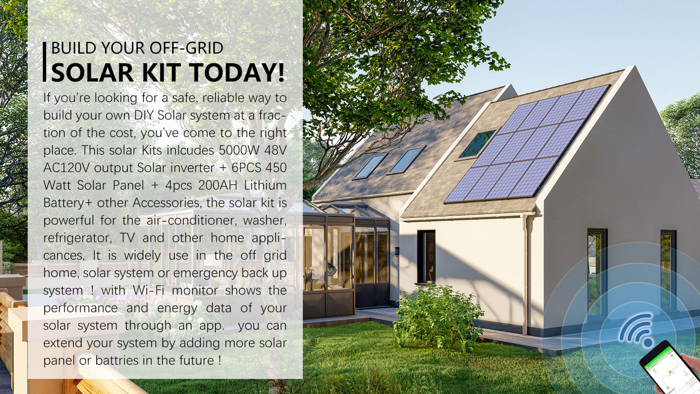 SunGoldPower SGK-5PRO off-grid solar kit shown for home backup and solar system use