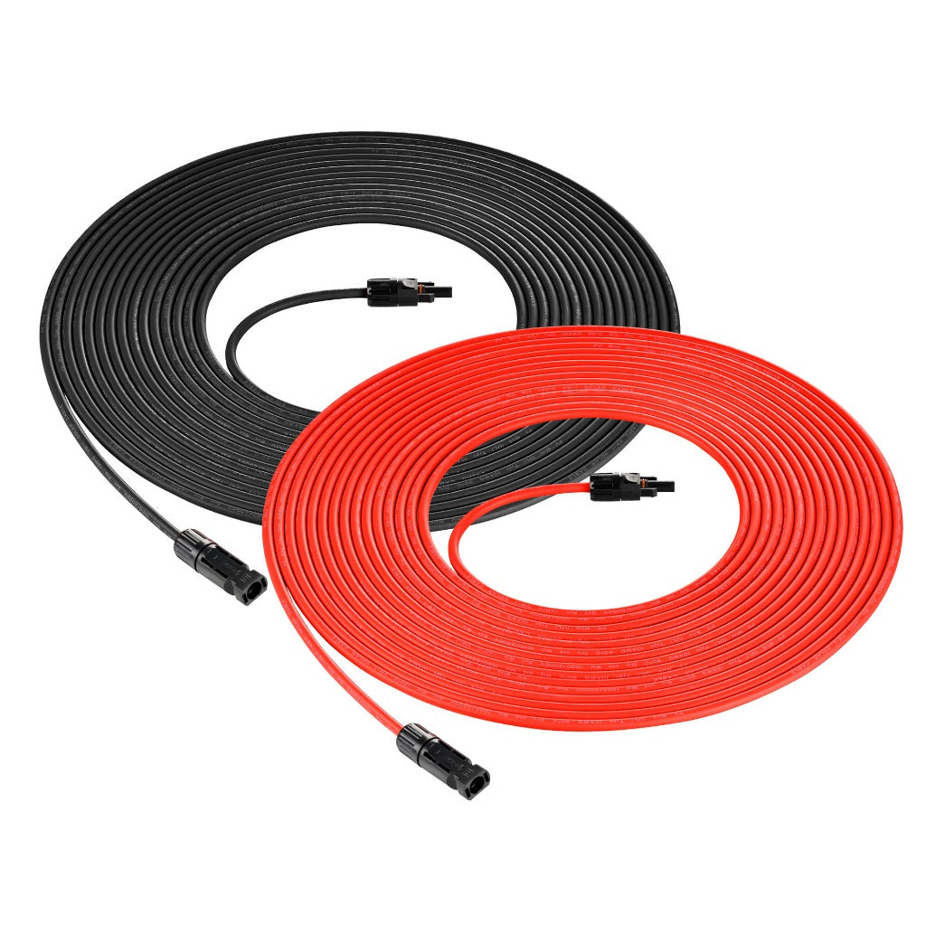 Rich Solar 10 Gauge Solar Panel Extension Cable with Male and Female Solar Connector Ends and Parallel Connectors | Pair of 10AWG Red and Black Extension Wire and Parallel Connectors | Choose Cable Length: 30ft, 50ft