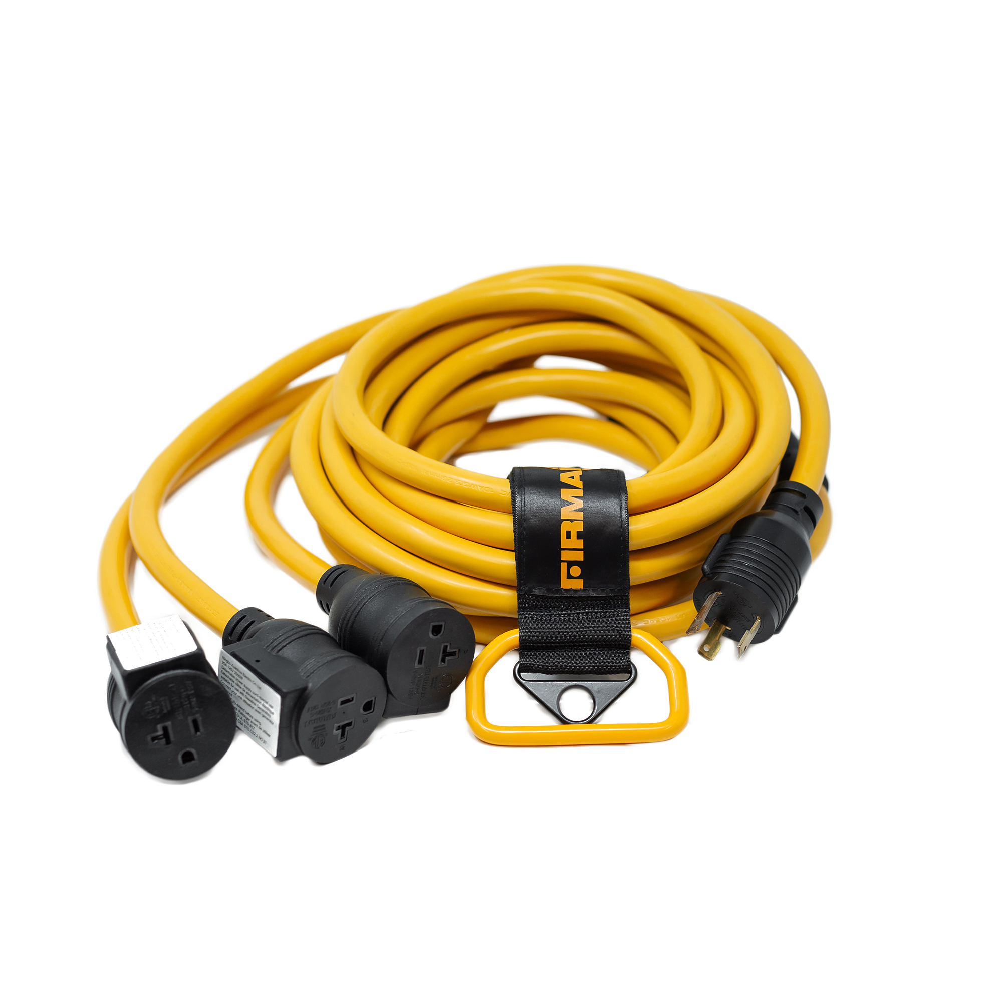 25' Heavy Duty L5-30P to (3) 5-20R Power Cord With Storage Strap