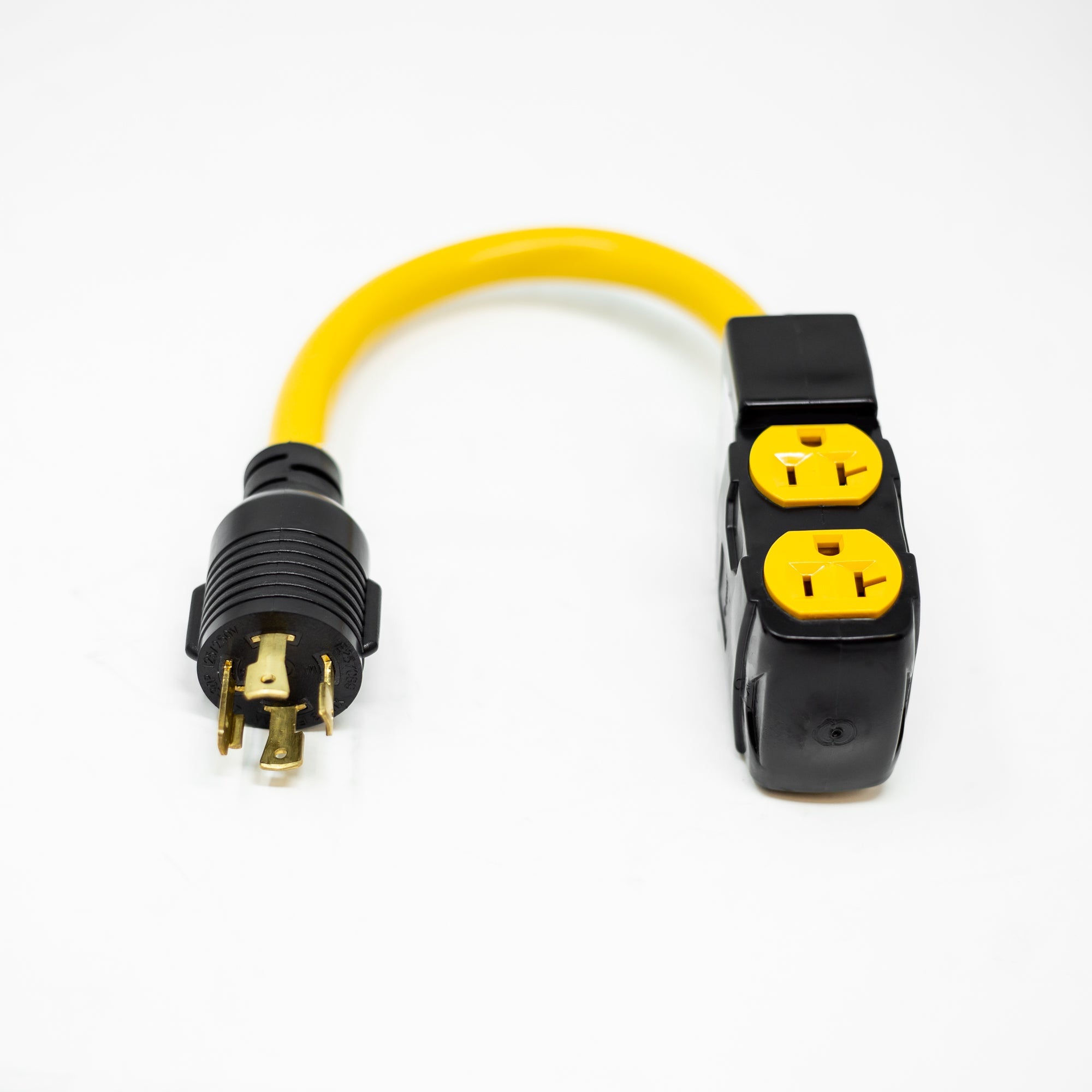 Heavy Duty L14-30P to (4) 5-20R Short Power Cord With Attachment Clips