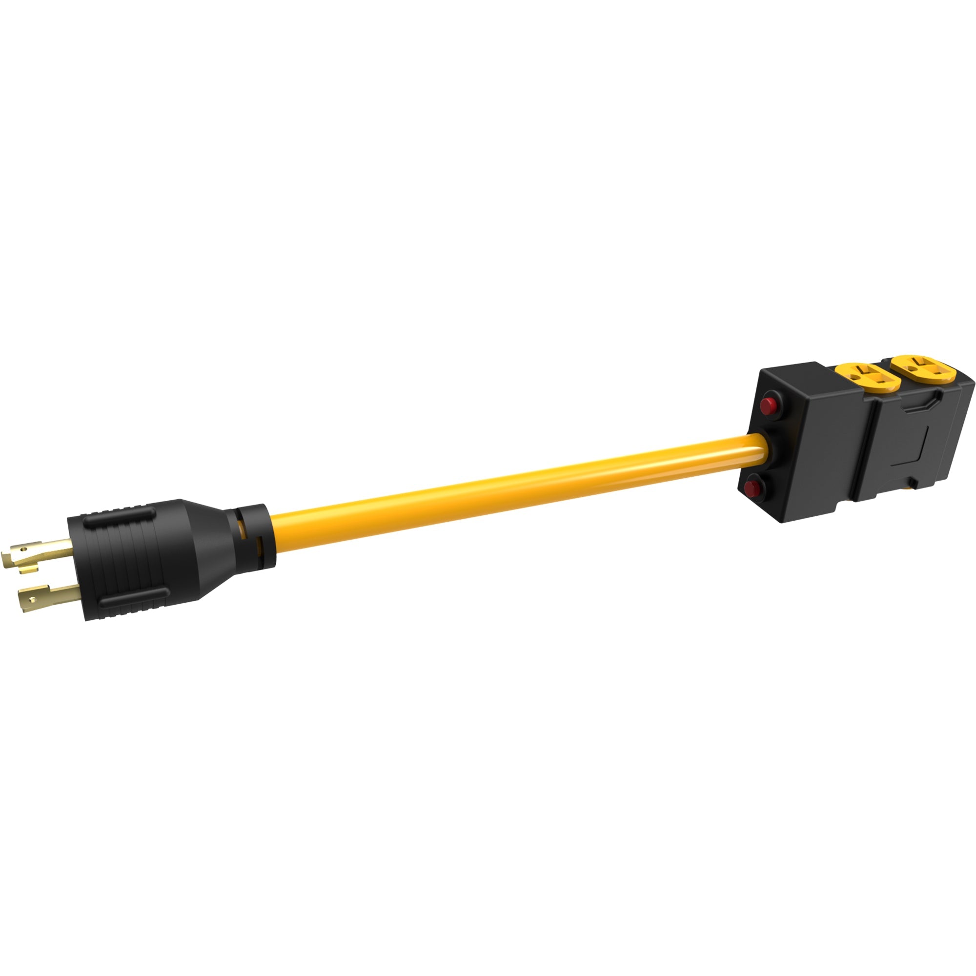 Heavy Duty L14-30P to (4) 5-20R Short Power Cord With Attachment Clips