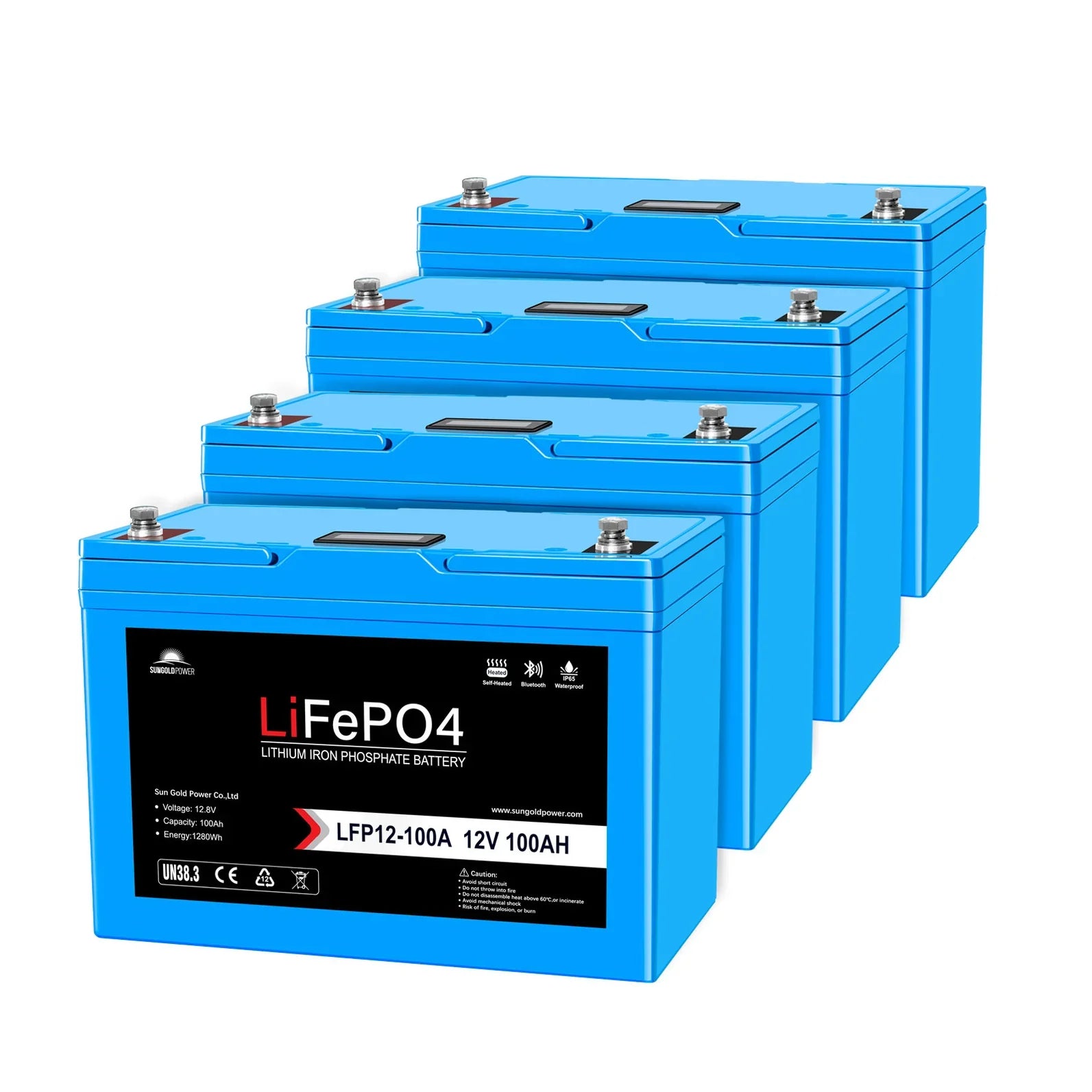 12V 200Ah LiFePo4 Deep Cycle Lithium Battery/ Bluetooth / Self- Heating / IP65