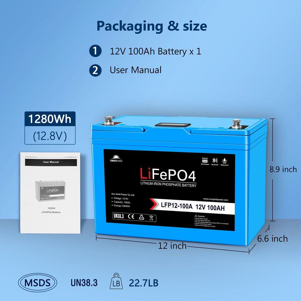 12V 200Ah LiFePo4 Deep Cycle Lithium Battery/ Bluetooth / Self- Heating / IP65