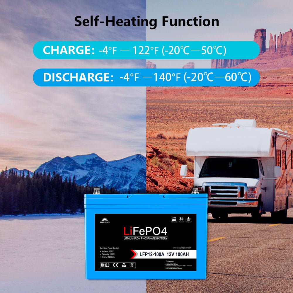 12V 200Ah LiFePo4 Deep Cycle Lithium Battery/ Bluetooth / Self- Heating / IP65