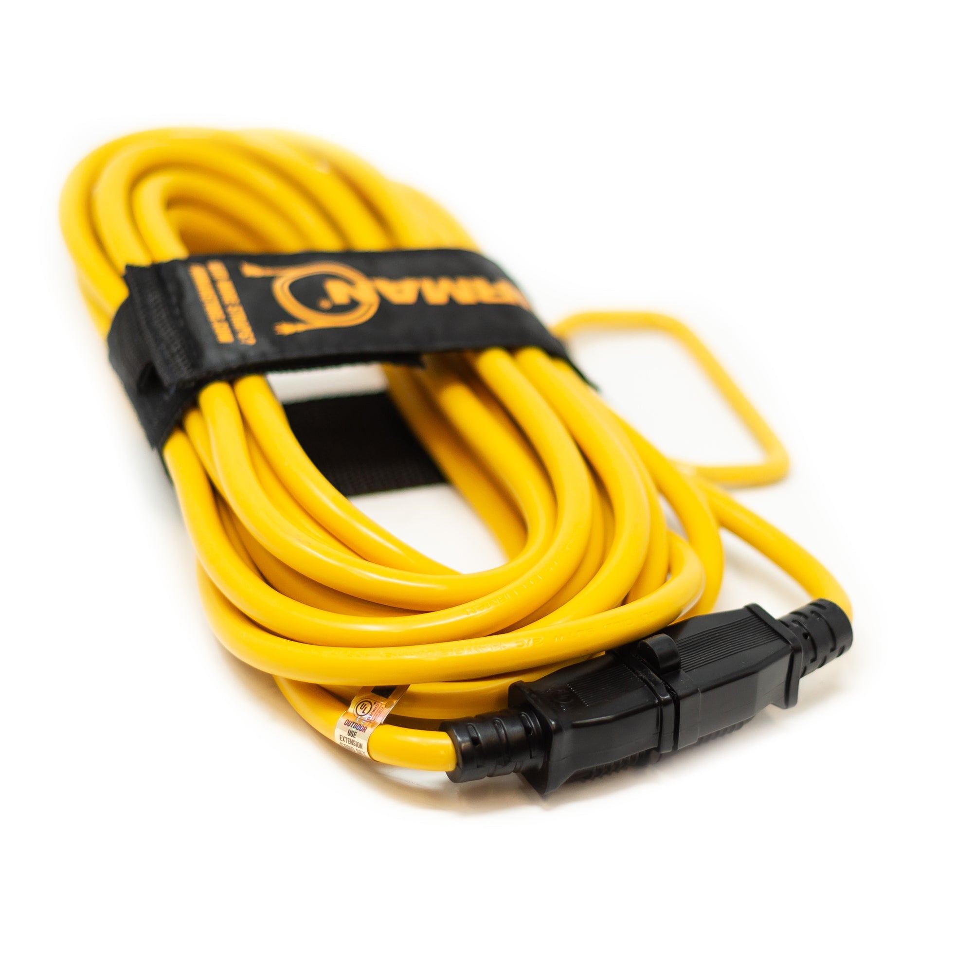 25ft Heavy Duty 5-15P to 5-15R Generator Utility Power Cord With Storage Strap