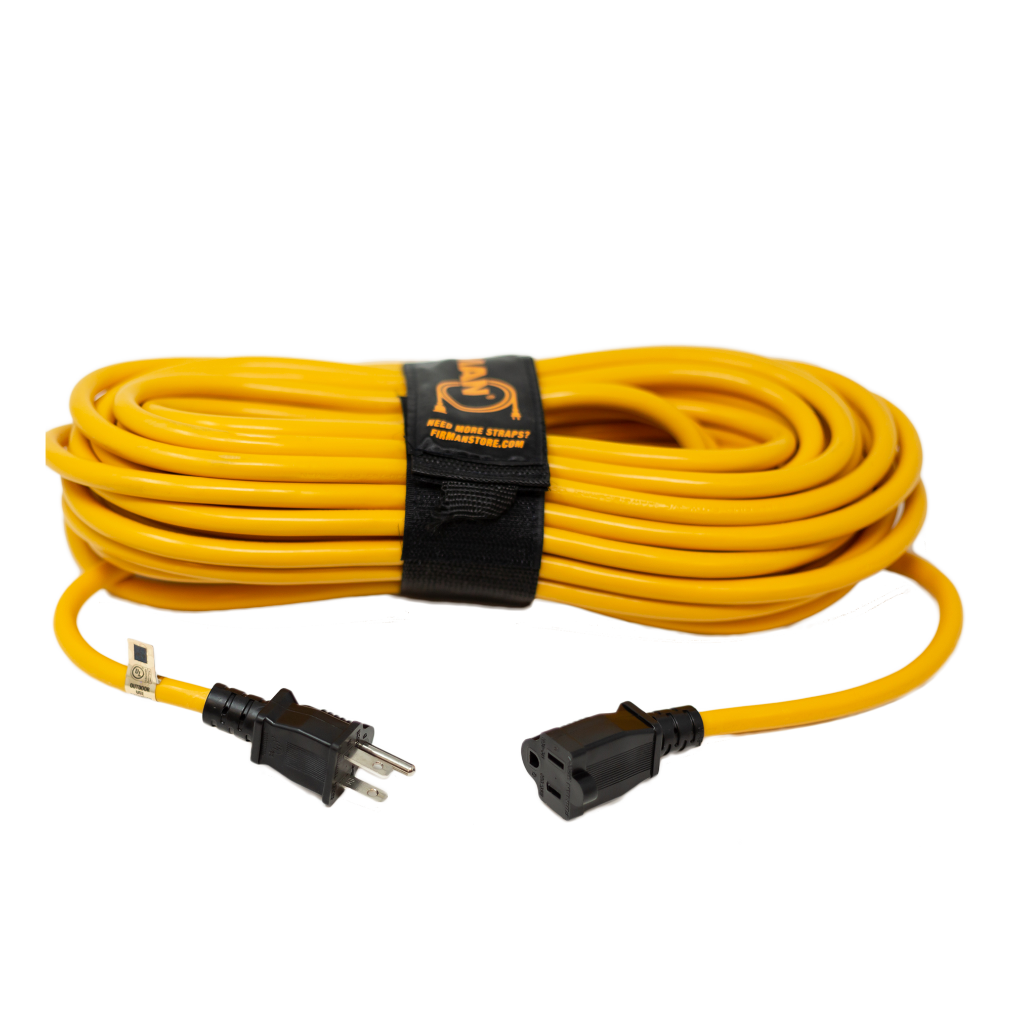 50ft Medium Duty 5-15P to 5-15R Generator Utility Power Cord With Storage Strap