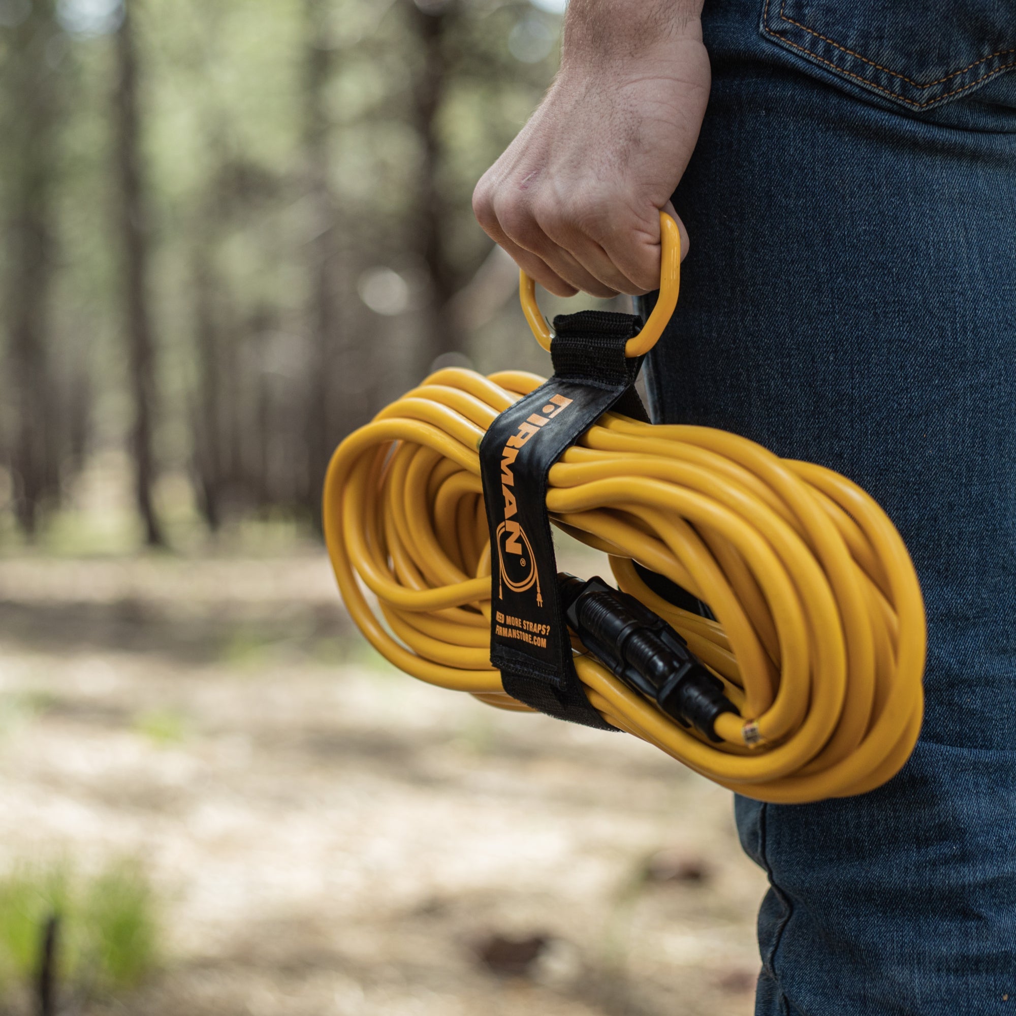 50ft Medium Duty 5-15P to 5-15R Generator Utility Power Cord With Storage Strap