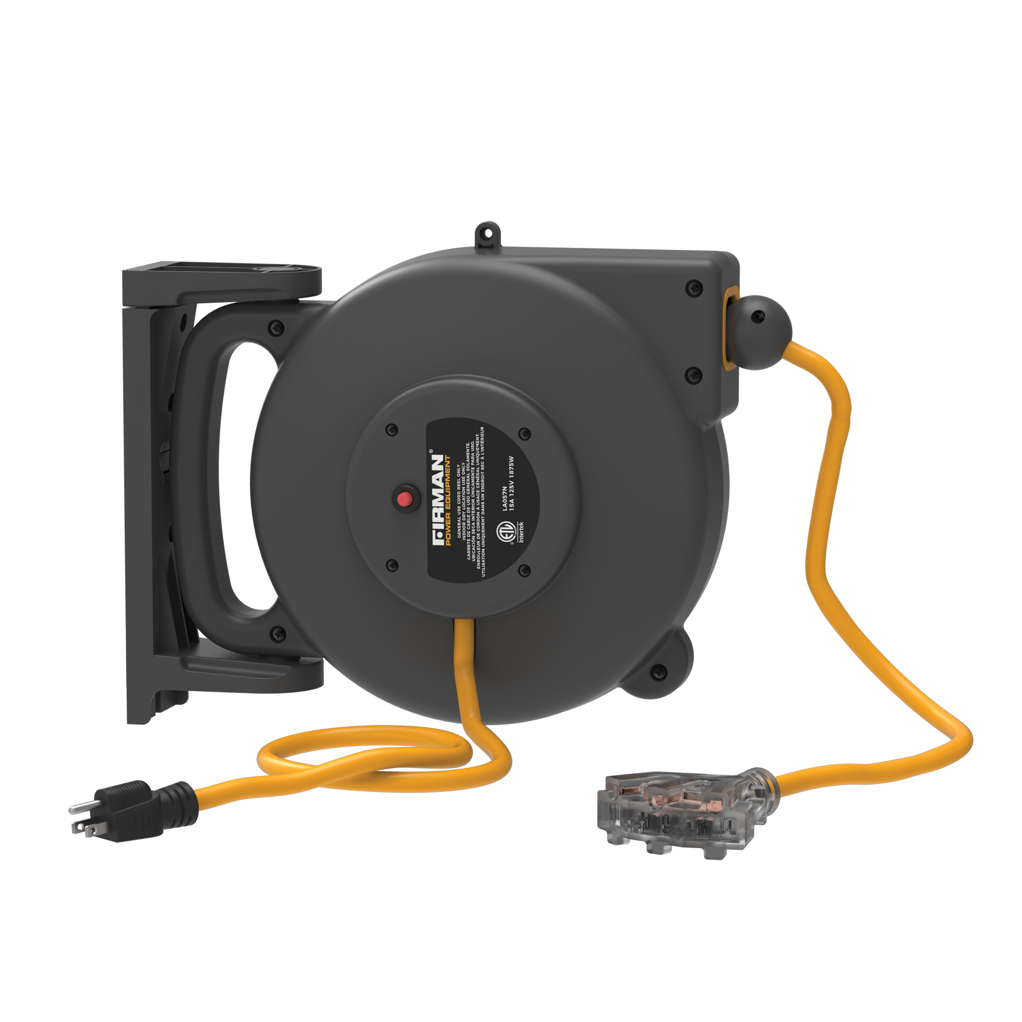 30ft Retractable Extension Cord Reel 5-15P to 4x5-20R