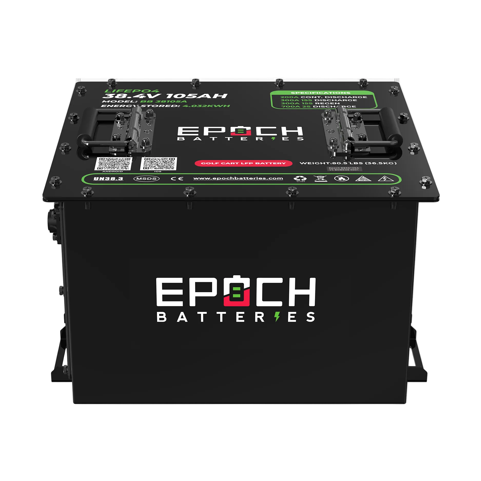 36V 105Ah - LiMax Series - Lithium (LiFePO4) Golf Cart Battery - Complete Kit