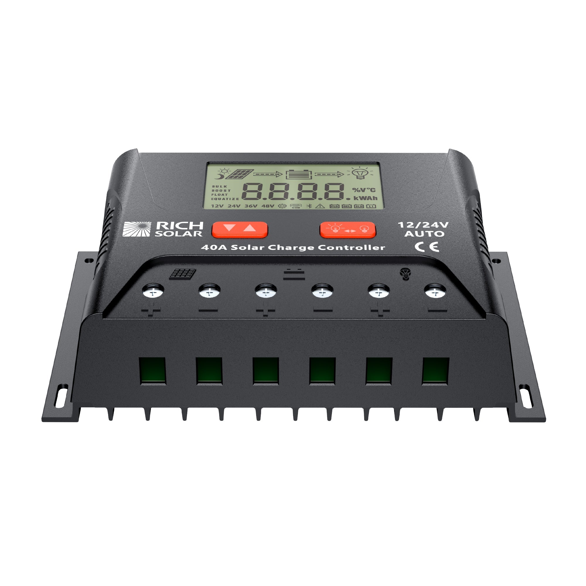 Rich Solar BRAVO LEGEND 40 | 40 Amp PWM Solar Charge Controller | 12V/24V Auto, 3-Stage Charging for RVs, Boats, Off-Grid Systems