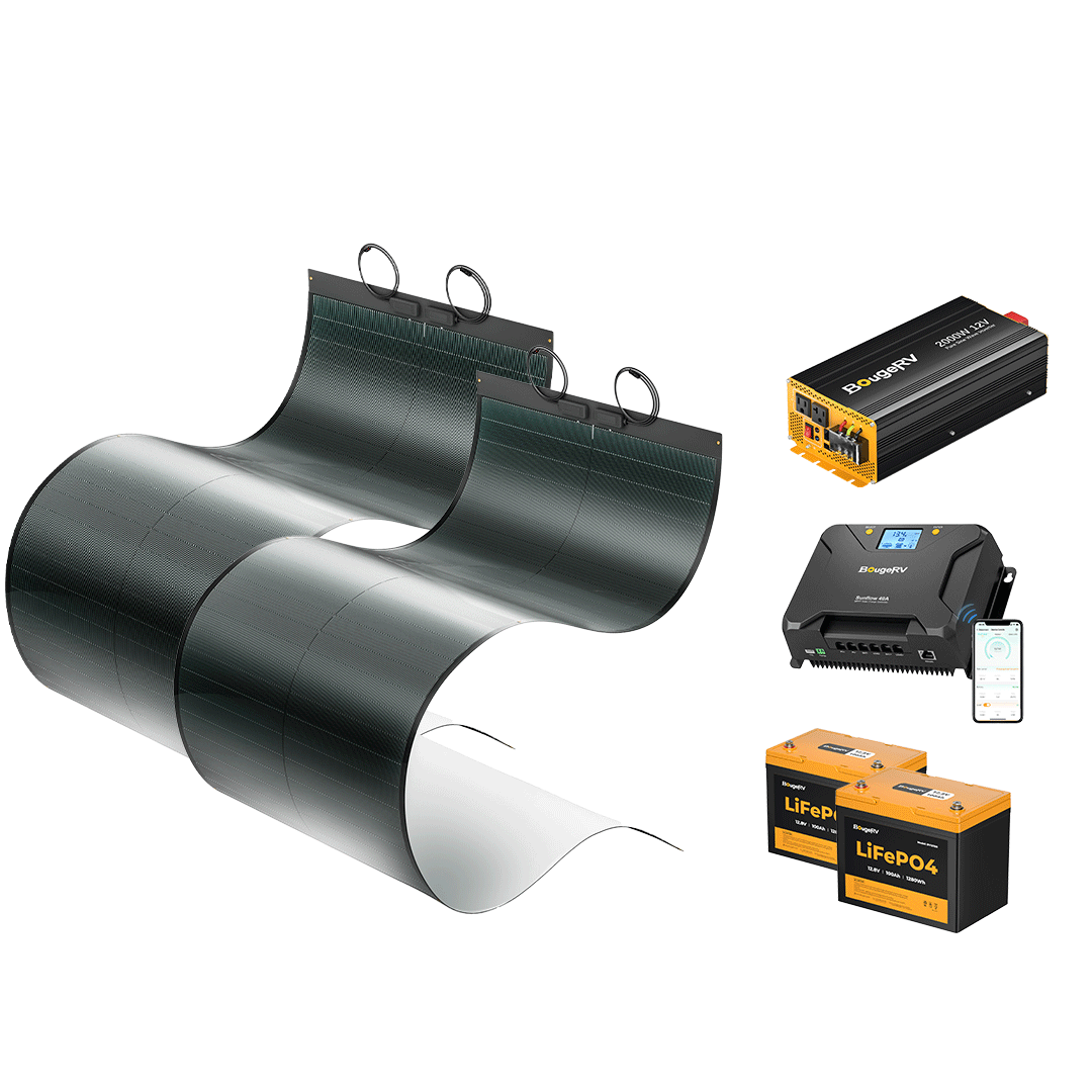 BougeRV 400W 12V CIGS Flexible Solar System Kit (Pre-Punched Holes)