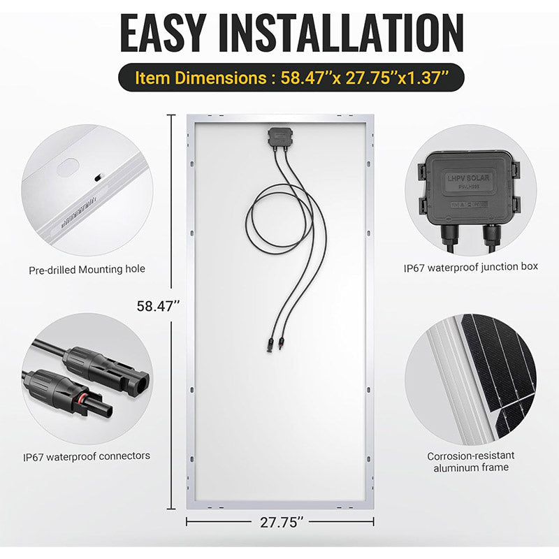 BougeRV 12V 400 Watt Rigid Solar Kit （Upgraded Version）