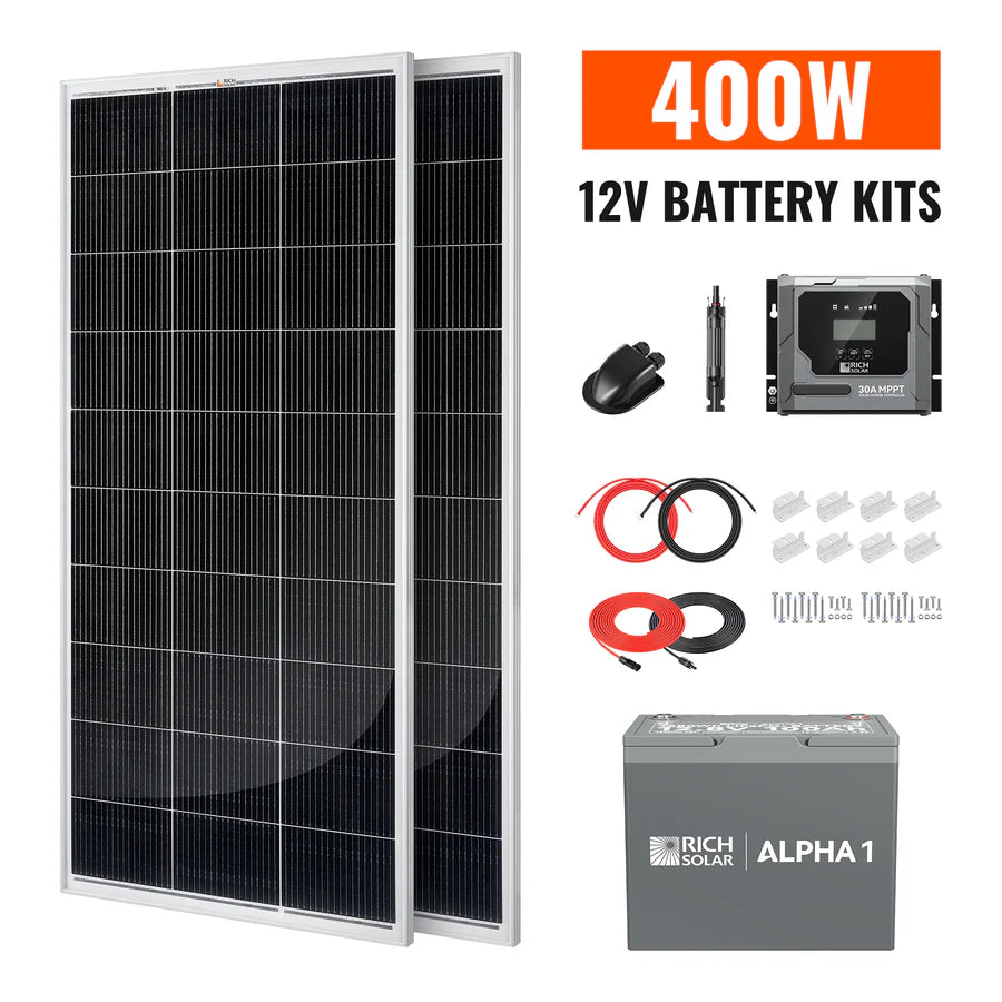 Rich Solar 400 Watt Solar Kit | Solar Panel & Charge Controller Kit for RVs, Vans & Off-Grid Applications | Expandable Solar Charging