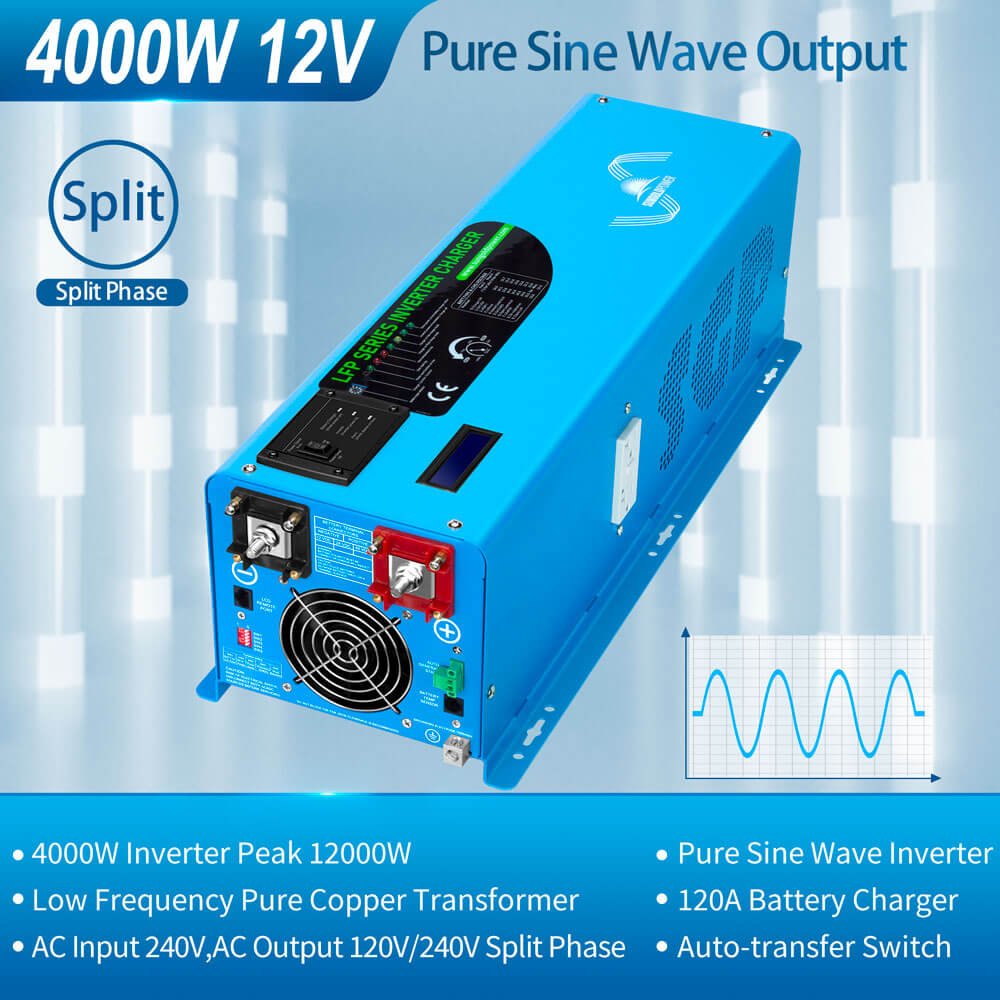 Low Frequency Inverter 4000W-DC12V (split phase) AC input 240V AC output 120V and 240V