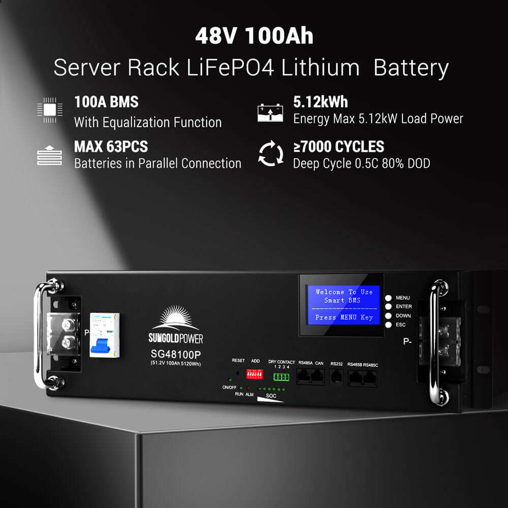 51.2V 100AH SERVER RACK LIFEPO4 LITHIUM BATTERY SG48100P
