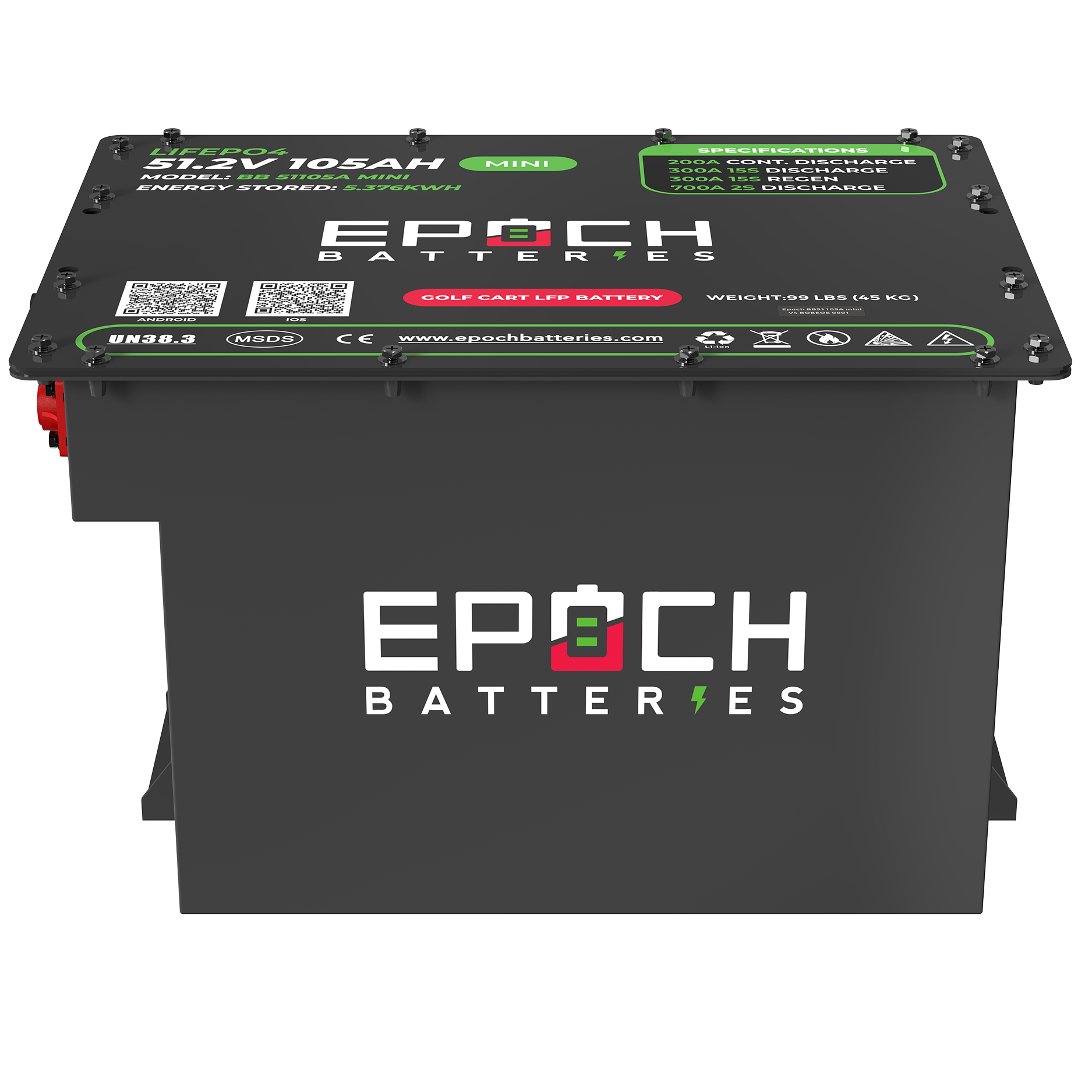 48V 105Ah MINI - LiMax Series - Lithium (LiFePO4) Golf Cart Battery - Complete Kit
