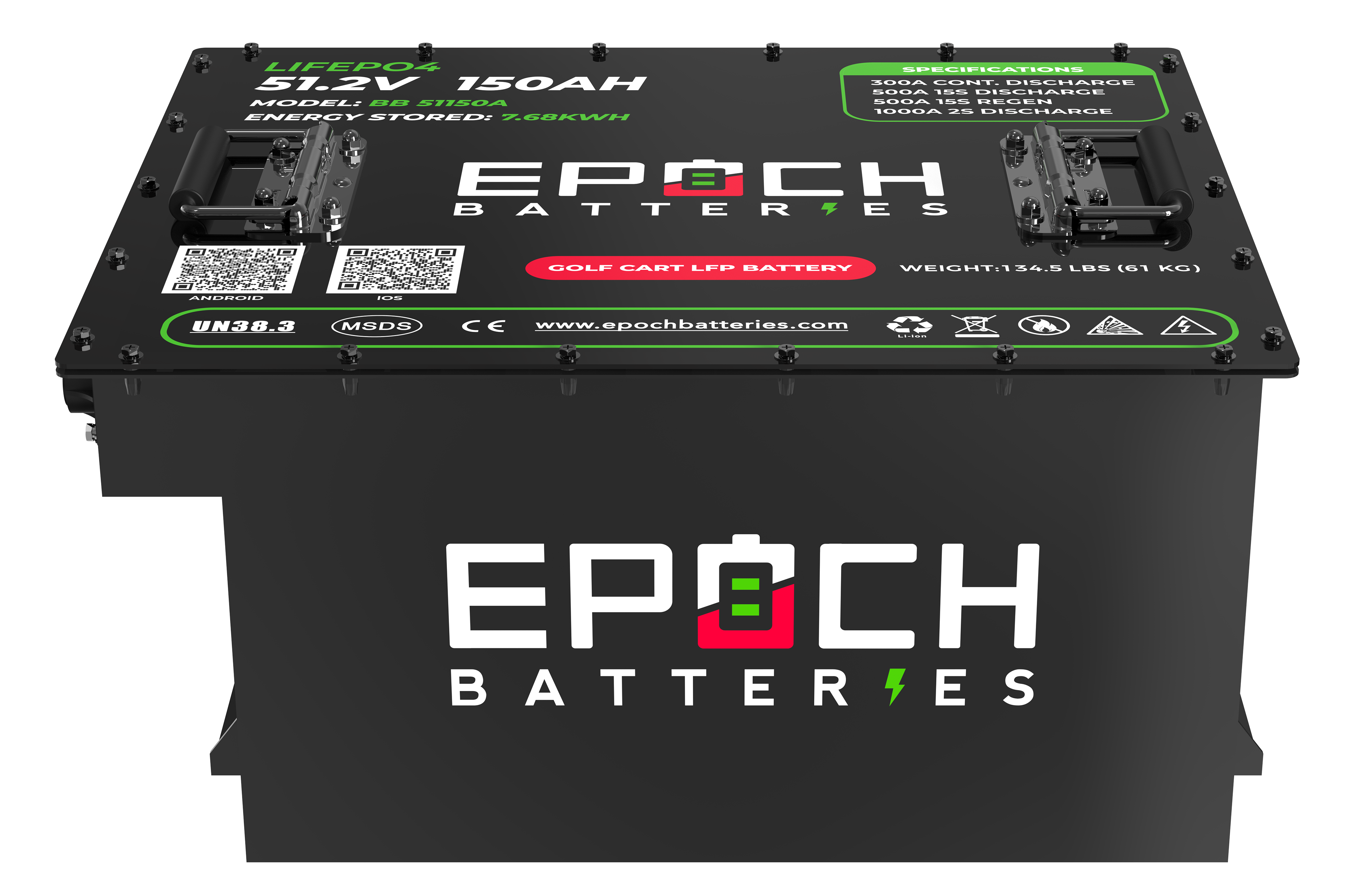 48V 150Ah (7.68kWh) - LiMax Series - Lithium (LiFePO4) Golf Cart Battery - Complete Kit