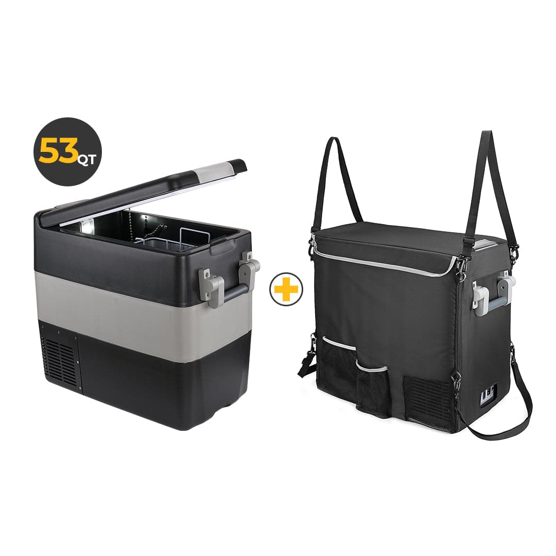 12V 53 Quart (50L) Portable Fridge & 53 Quart Insulated Protective Cover