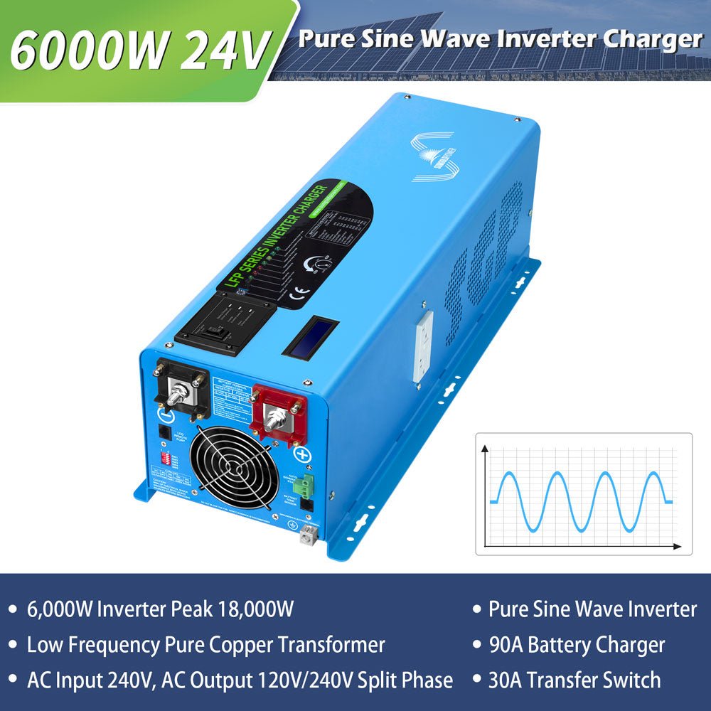 Low Frequency Inverter 6000W-DC24V (split phase) AC input 240V AC output 120V and 240V