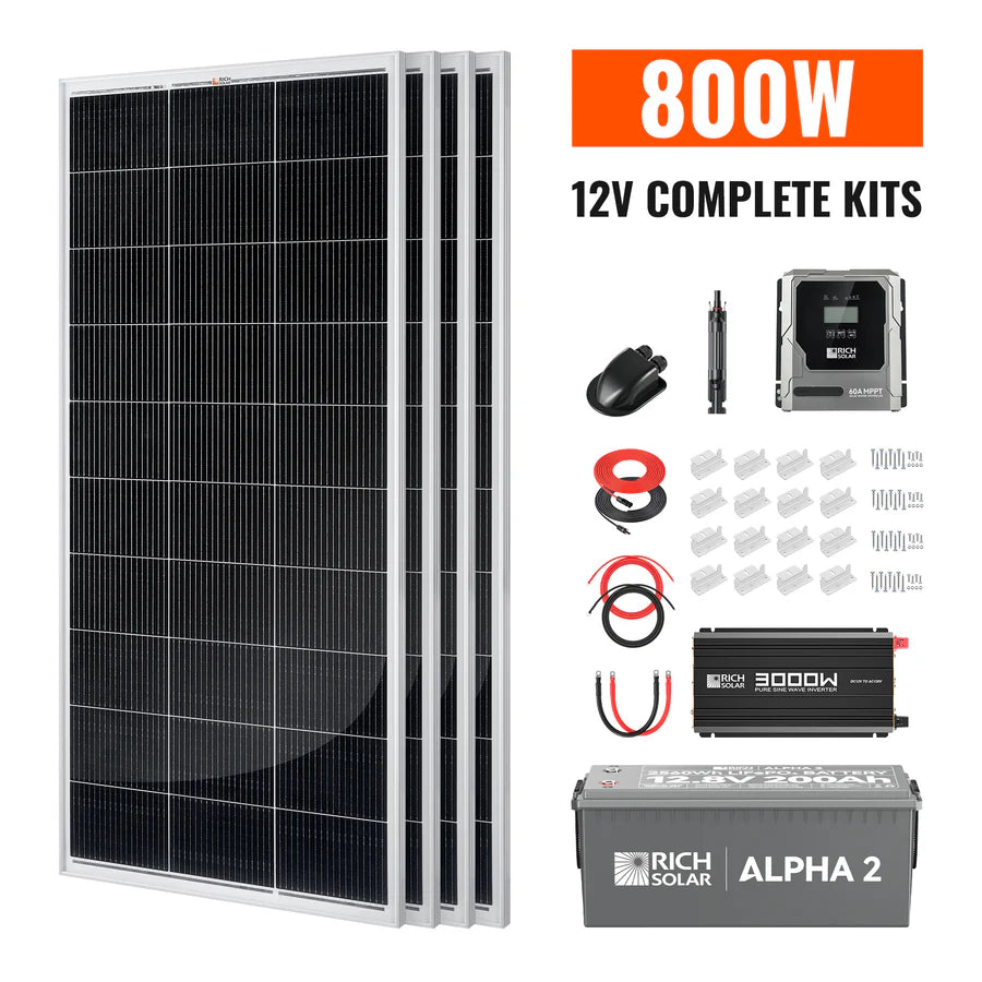 Rich Solar 800 Watt Solar Kit | Solar Panel & Charge Controller Kit for RVs, Vans & Off-Grid Applications | Expandable Solar Charging