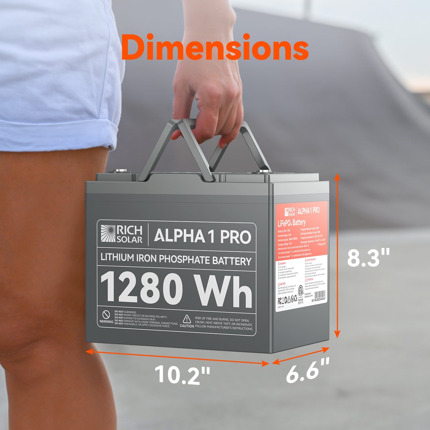 Rich Solar ALPHA 1 PRO | 12V 100Ah LiFePO4 Battery | Premium 12V Lithium Battery for Off-Grid, RVs, Boats | 7,000 Lifetime Cycles | 10-Year Warranty | UL1973 Certified