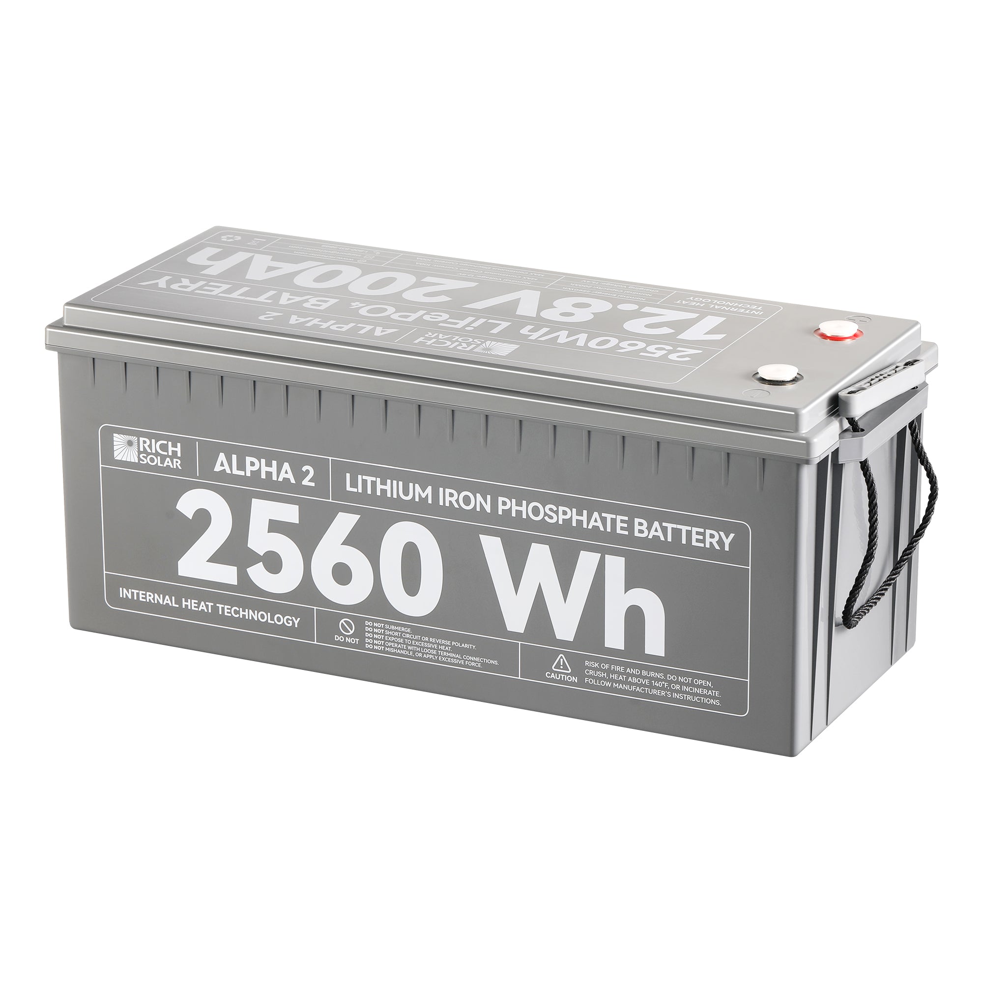 Rich Solar ALPHA 2 | 12V 200Ah LiFePO4 Battery | Powerful 12V Lithium Battery for RVs, Trailers, Vans, Boats, Off-Grid | 5,000 Lifetime Cycles | Bluetooth and Internal Heat Technology