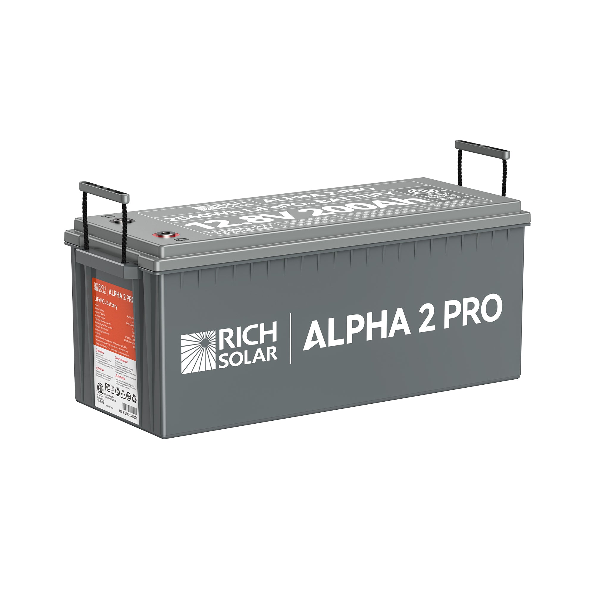 Rich Solar ALPHA 2 PRO | 12V 200Ah LiFePO4 Battery | Premium 12V Lithium Battery for RVs, Cabins, Tiny Homes | 7,000 Lifetime Cycles | 10 Year Warranty | UL1973 Certified