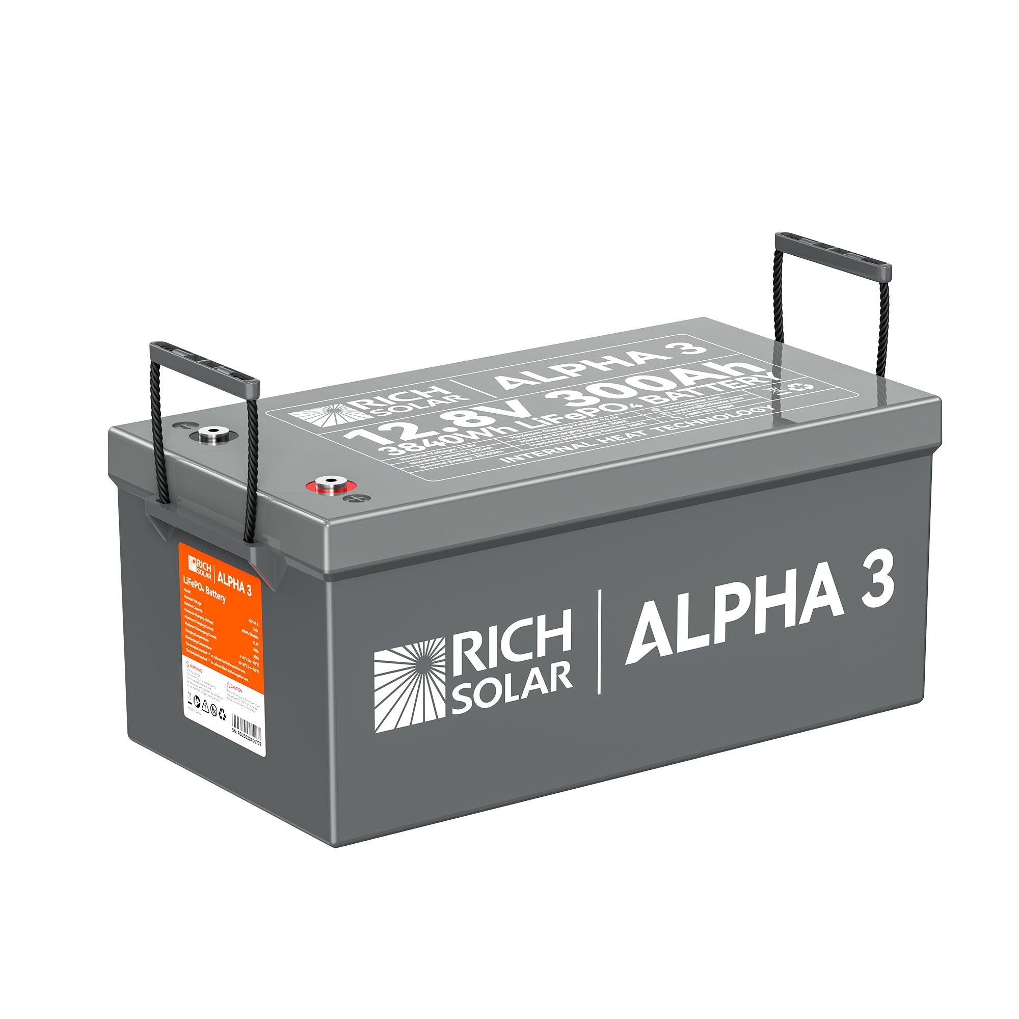 Rich Solar ALPHA 3 | 12V 300Ah LiFePO4 Battery | 12V Lithium Battery for RVs, Cabins, Off-Grid | 5,000 Lifetime Cycles | Internal Heat Technology | Bluetooth