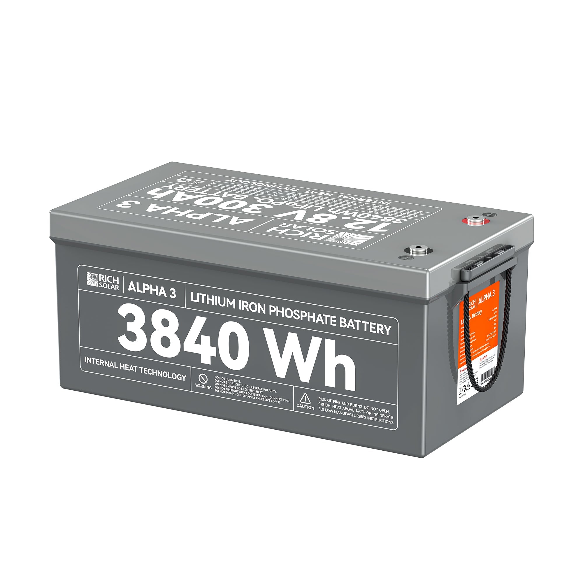 Rich Solar ALPHA 3 | 12V 300Ah LiFePO4 Battery | 12V Lithium Battery for RVs, Cabins, Off-Grid | 5,000 Lifetime Cycles | Internal Heat Technology | Bluetooth