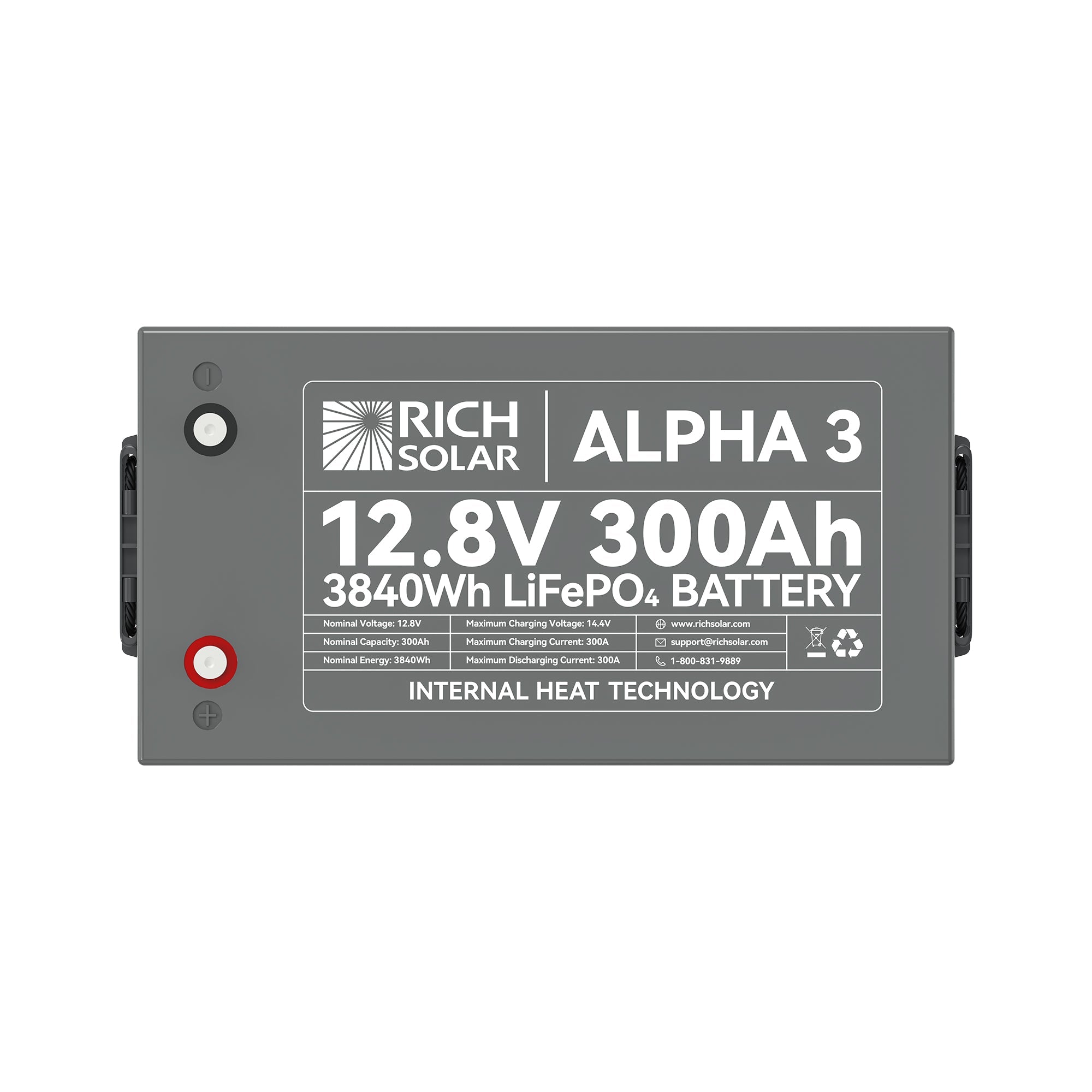 Rich Solar ALPHA 3 | 12V 300Ah LiFePO4 Battery | 12V Lithium Battery for RVs, Cabins, Off-Grid | 5,000 Lifetime Cycles | Internal Heat Technology | Bluetooth