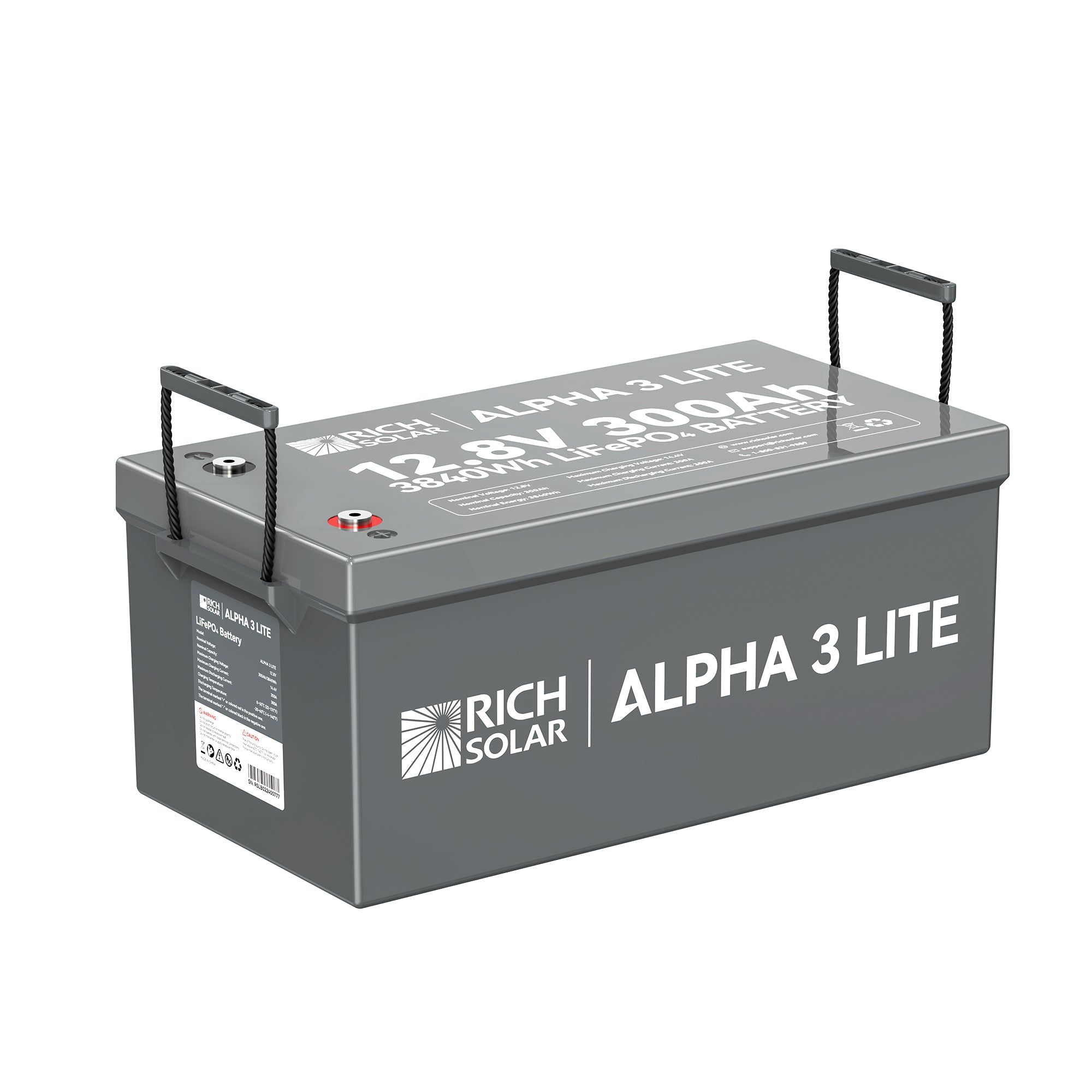 Rich Solar ALPHA 3 LITE | 12V 300Ah LiFePO4 Battery | 12V Lithium Battery for RVs, Cabins, Off-Grid | 4,000 Lifetime Cycles