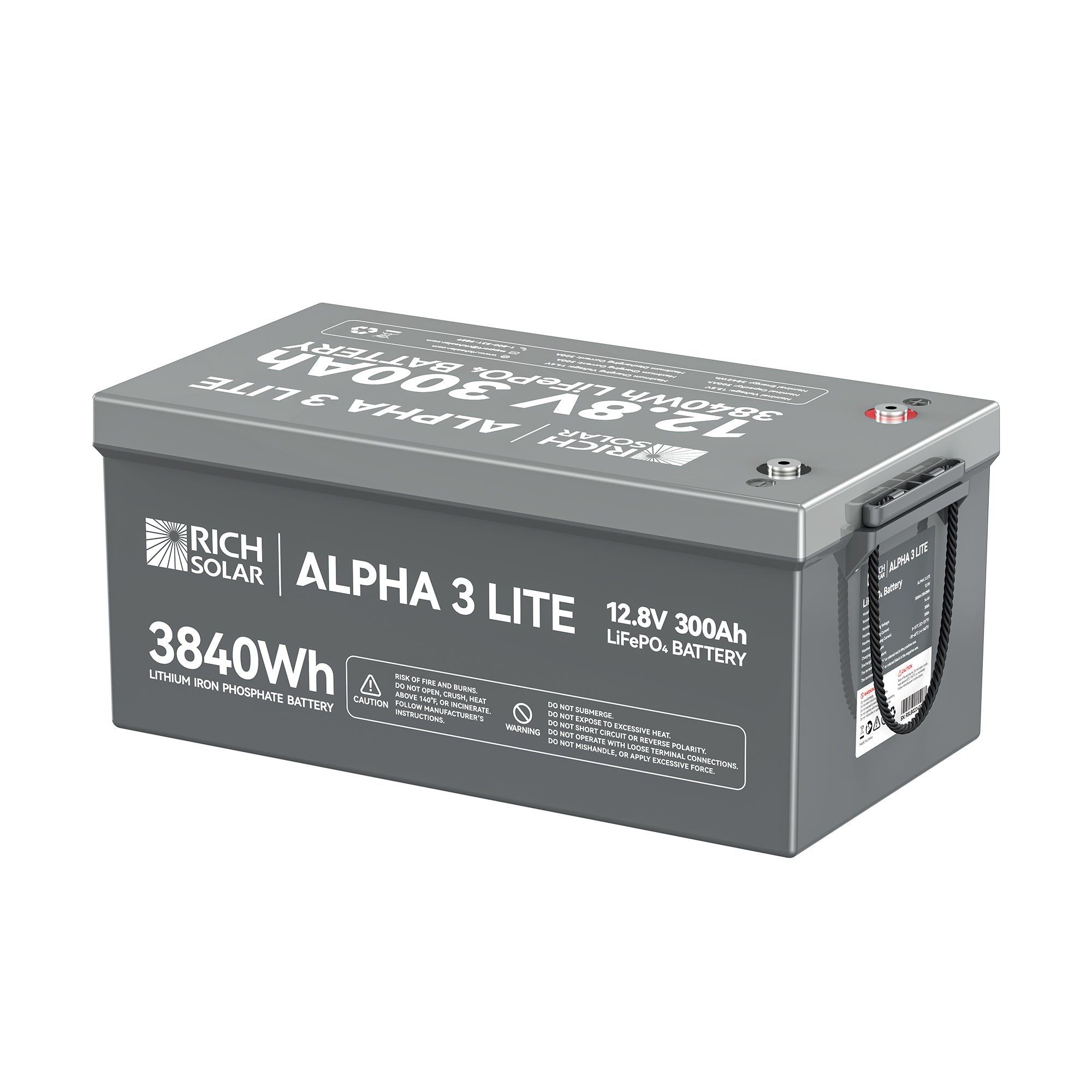 Rich Solar ALPHA 3 LITE | 12V 300Ah LiFePO4 Battery | 12V Lithium Battery for RVs, Cabins, Off-Grid | 4,000 Lifetime Cycles