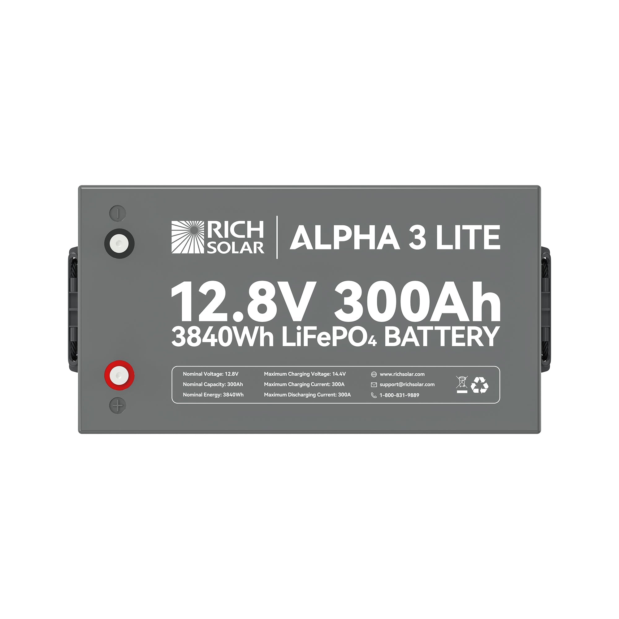 Rich Solar ALPHA 3 LITE | 12V 300Ah LiFePO4 Battery | 12V Lithium Battery for RVs, Cabins, Off-Grid | 4,000 Lifetime Cycles