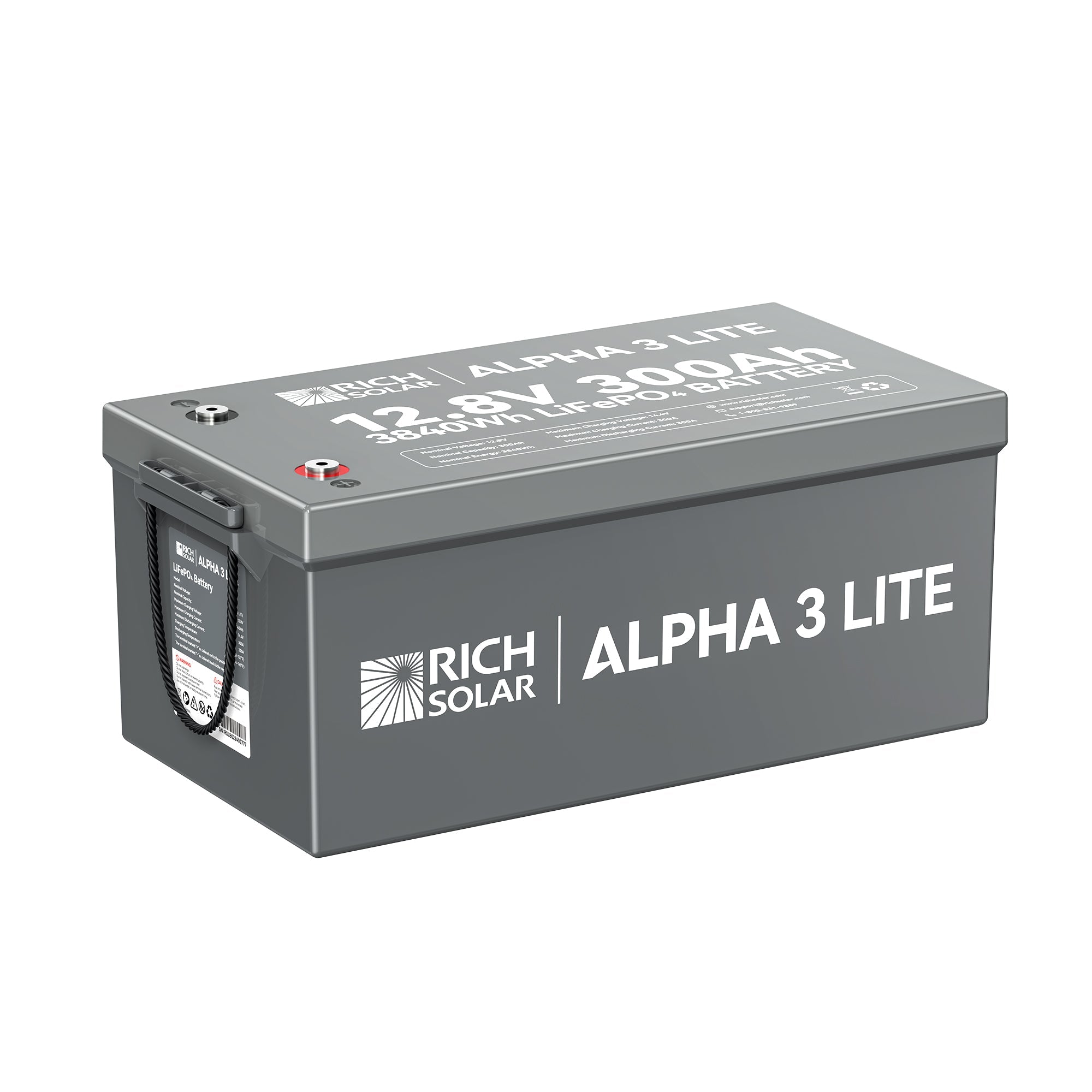 Rich Solar ALPHA 3 LITE | 12V 300Ah LiFePO4 Battery | 12V Lithium Battery for RVs, Cabins, Off-Grid | 4,000 Lifetime Cycles