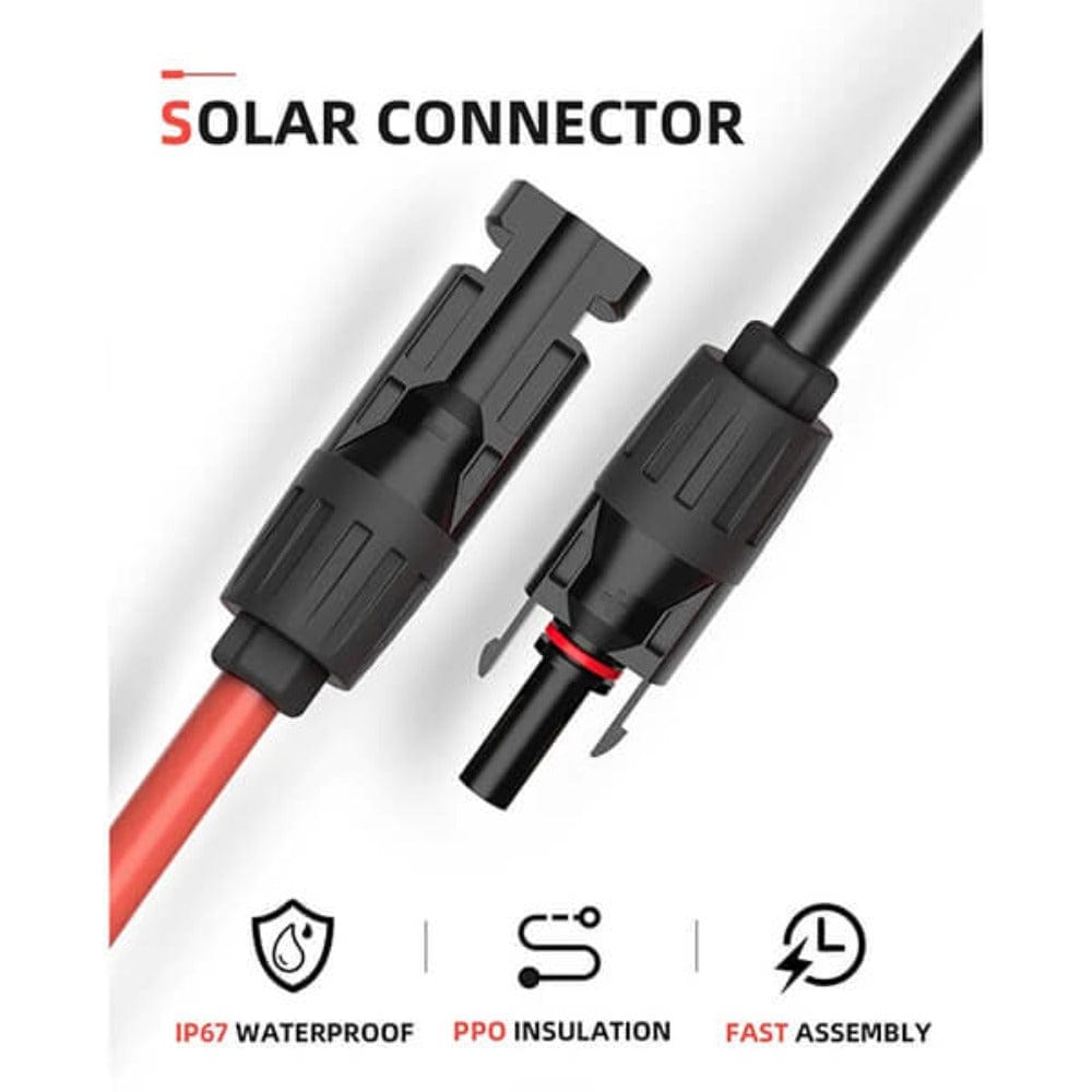 BougeRV 12AWG Solar Extension Cable with Extra Free Connectors(xx FT Red+xx FT Black)