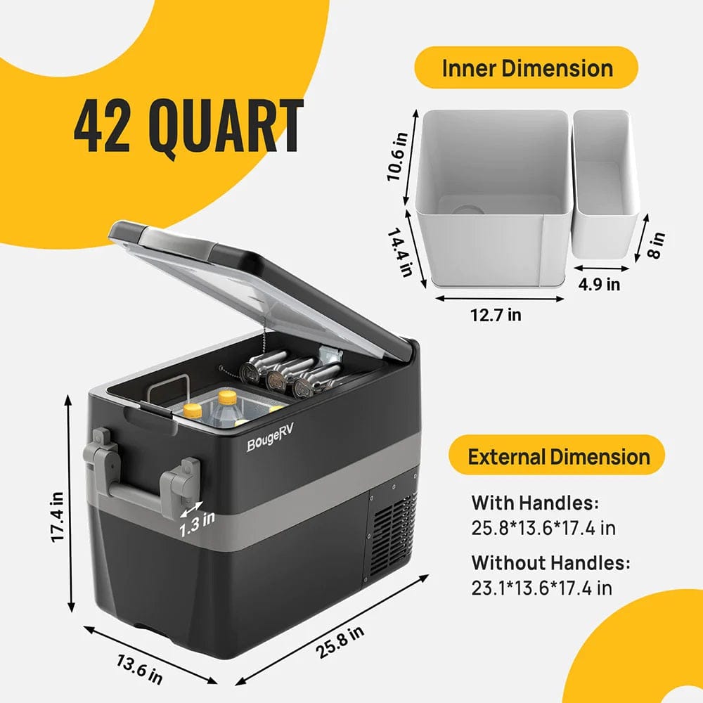 BougeRV 12V 42 Quart (40L) Portable Fridge/Freezer