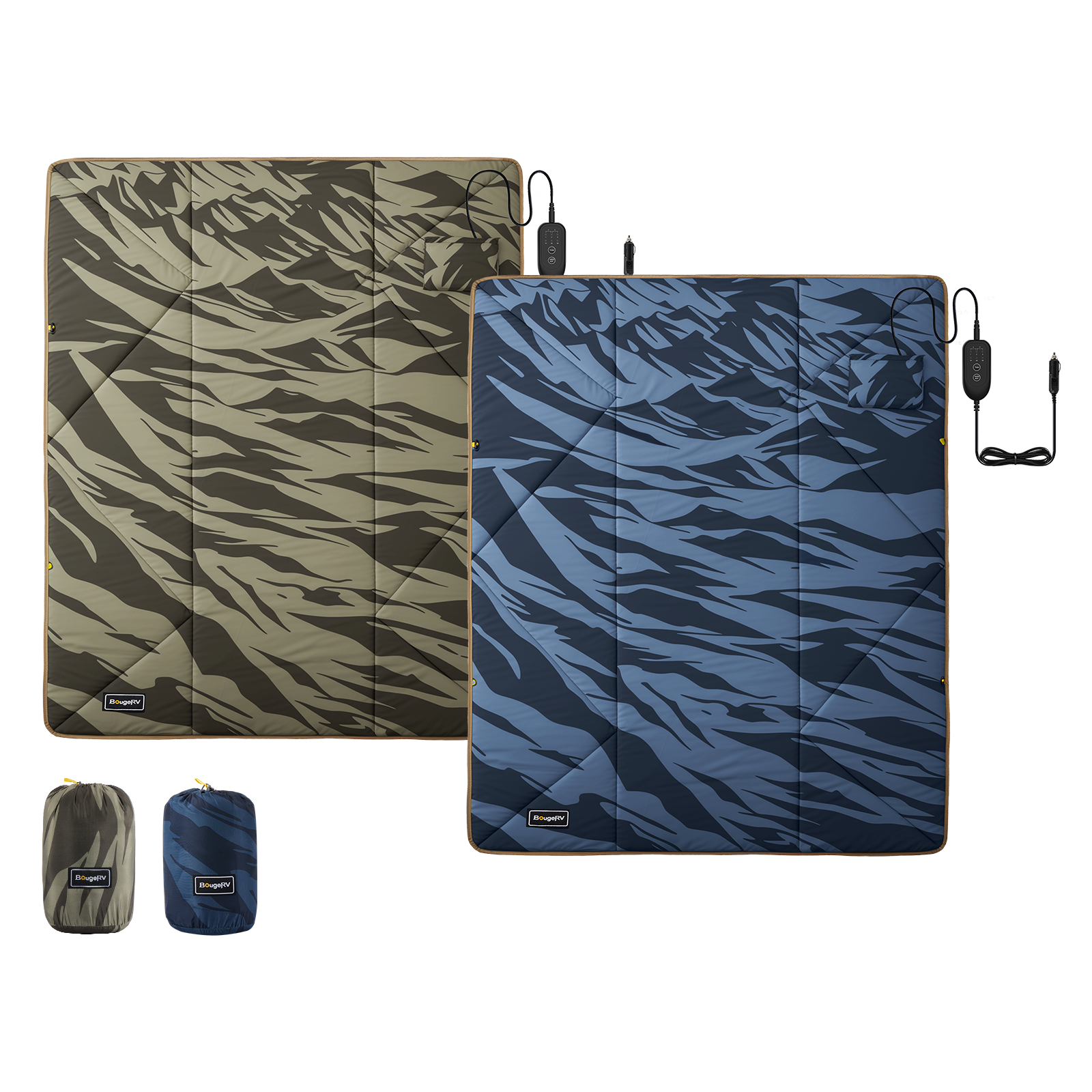 BougeRV 12V Portable Heated Blanket (Blue)